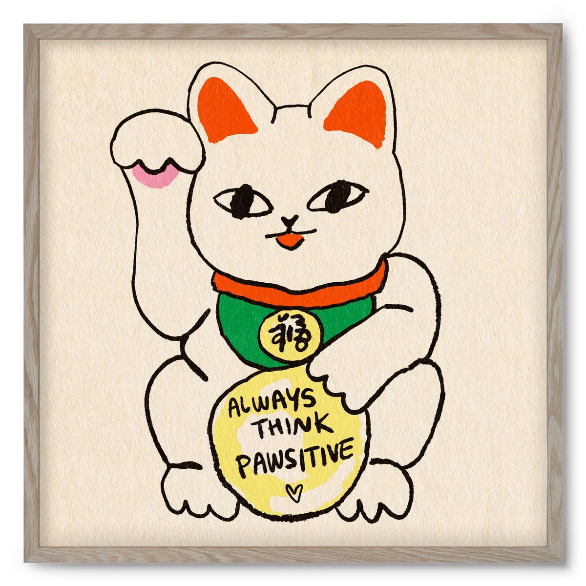 Maneki Neko, 50x50 cm (50x50 cm), Tölgy keret