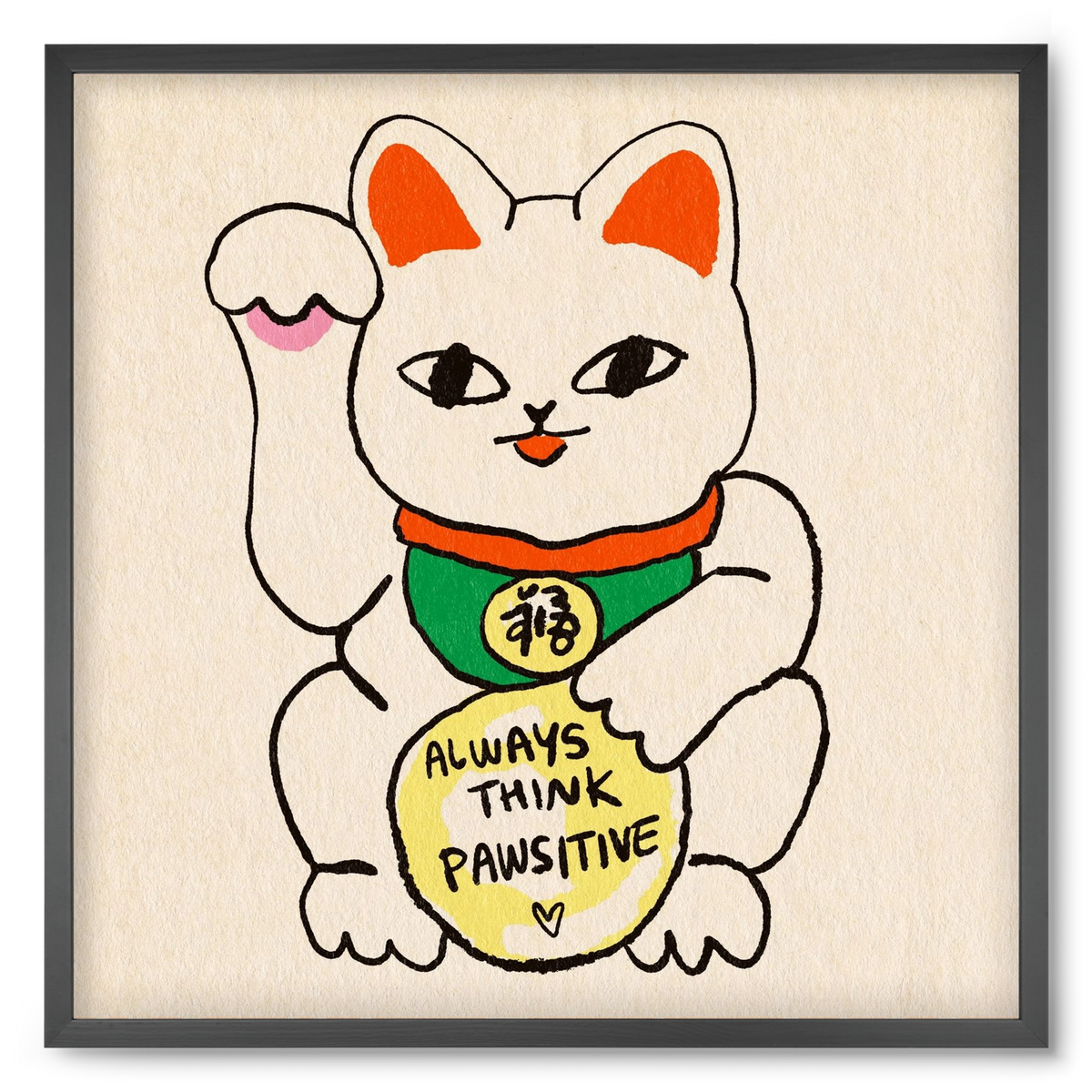 Maneki Neko, 50x50 cm (50x50 cm), Fekete keret