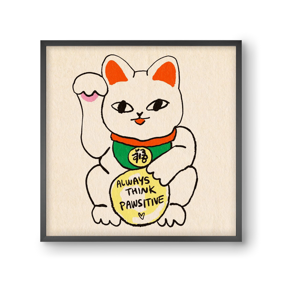 Maneki Neko, 30x30 cm (30x30 cm), Fekete keret