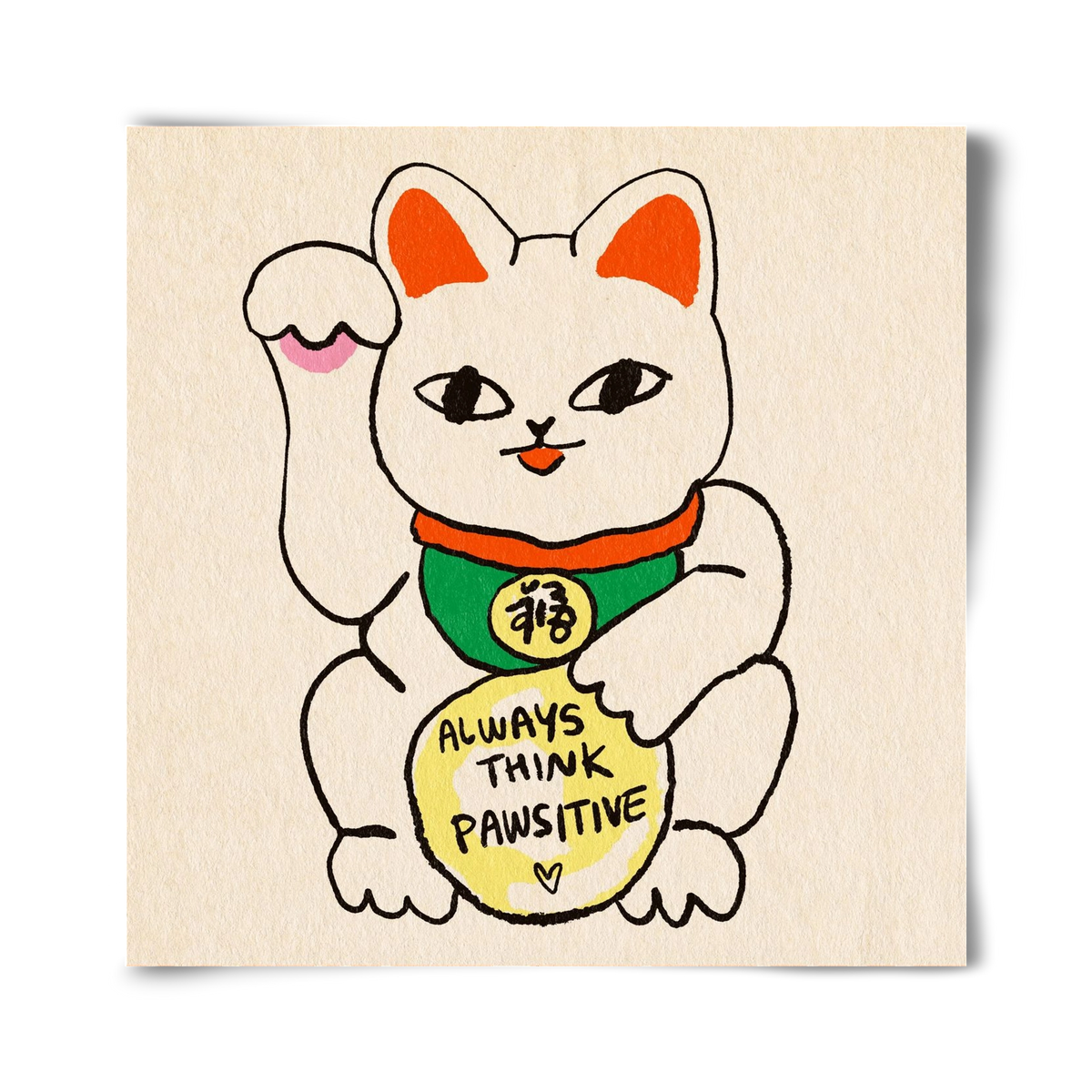 Maneki Neko, 40x40 cm, Keret nélkül