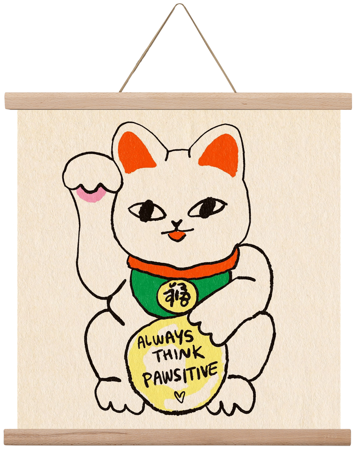 Maneki Neko, 40x40 cm (40x40 cm), Tölgy akasztó