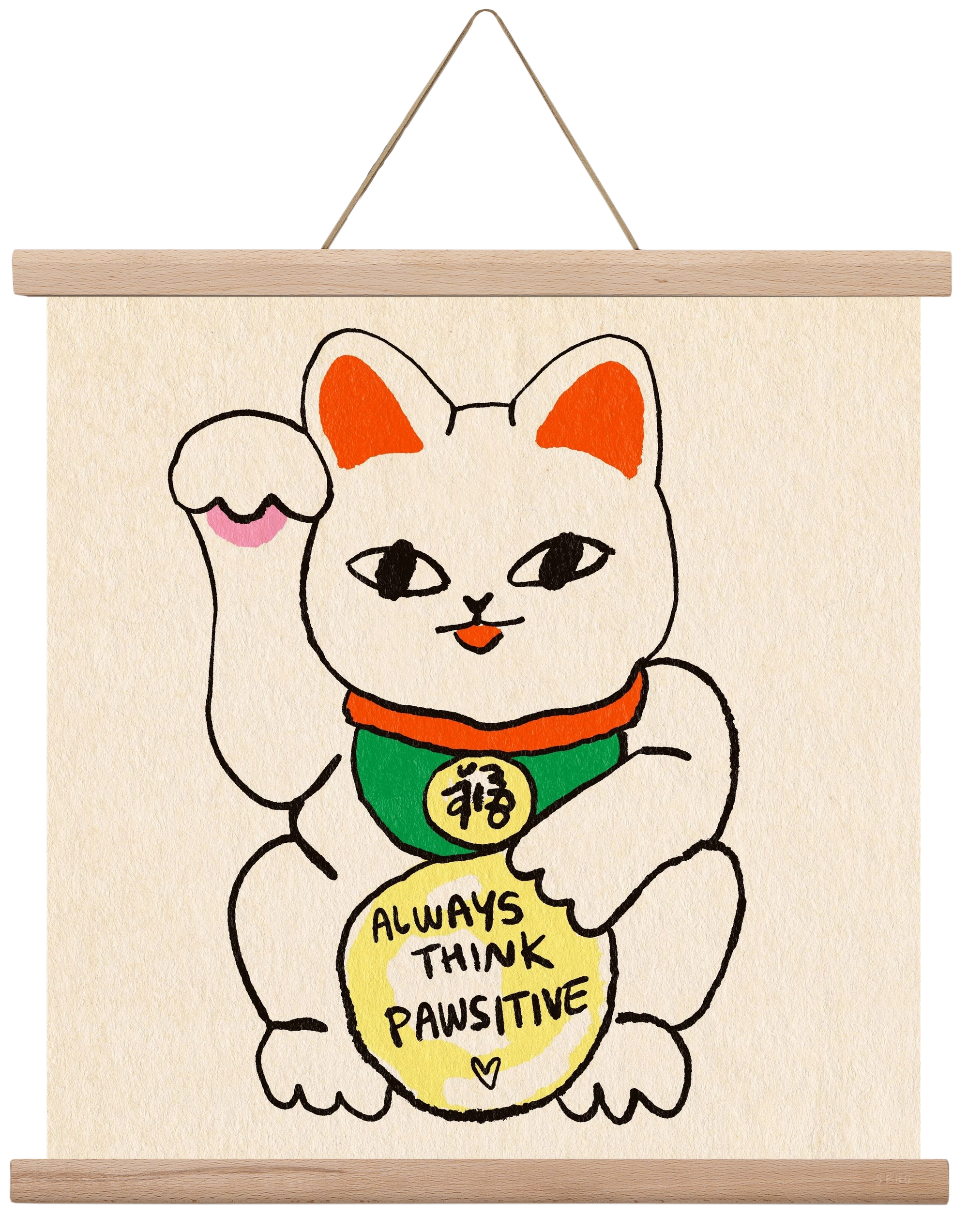 Maneki Neko, 40x40 cm (40x40 cm), Tölgy akasztó