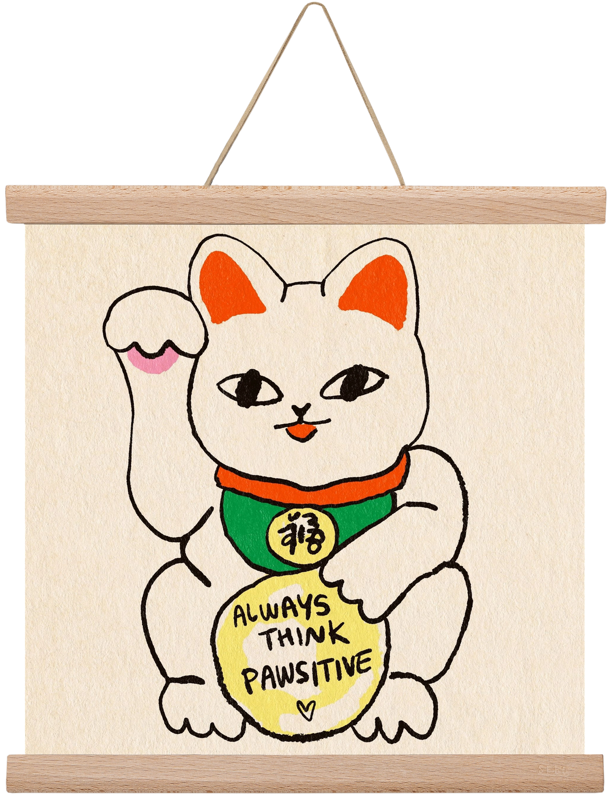 Maneki Neko, 30x30 cm (30x30 cm), Tölgy akasztó