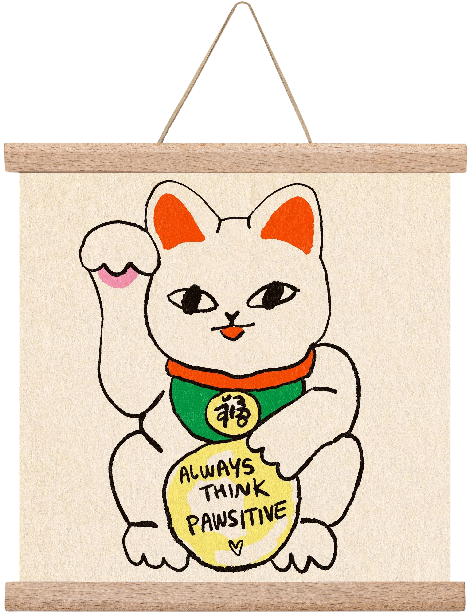 Maneki Neko, 30x30 cm (30x30 cm), Tölgy akasztó