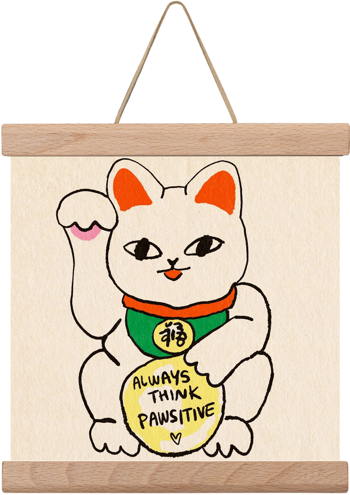 Maneki Neko, 20x20 cm (20x20 cm), Tölgy akasztó