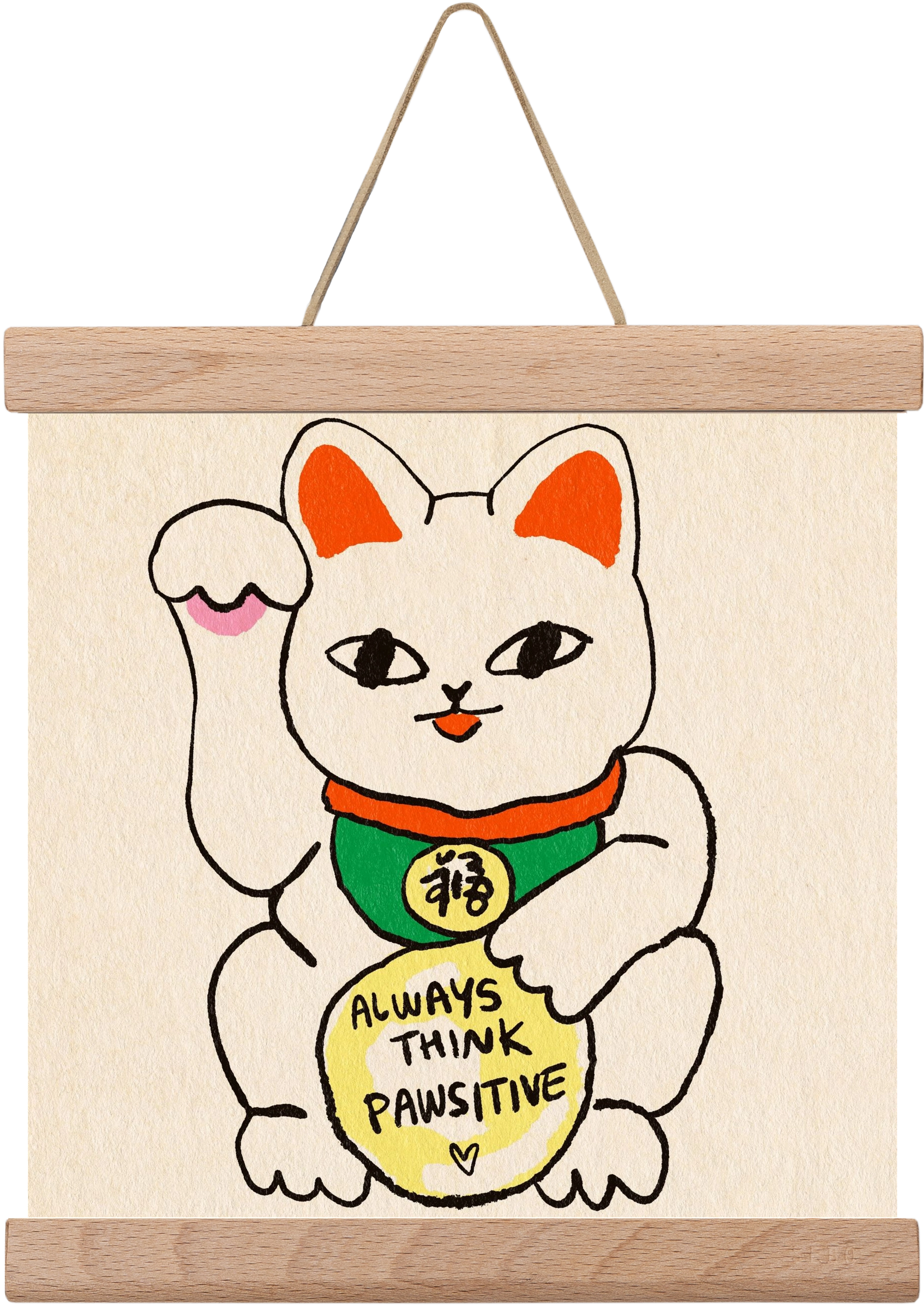 Maneki Neko, 20x20 cm (20x20 cm), Tölgy akasztó