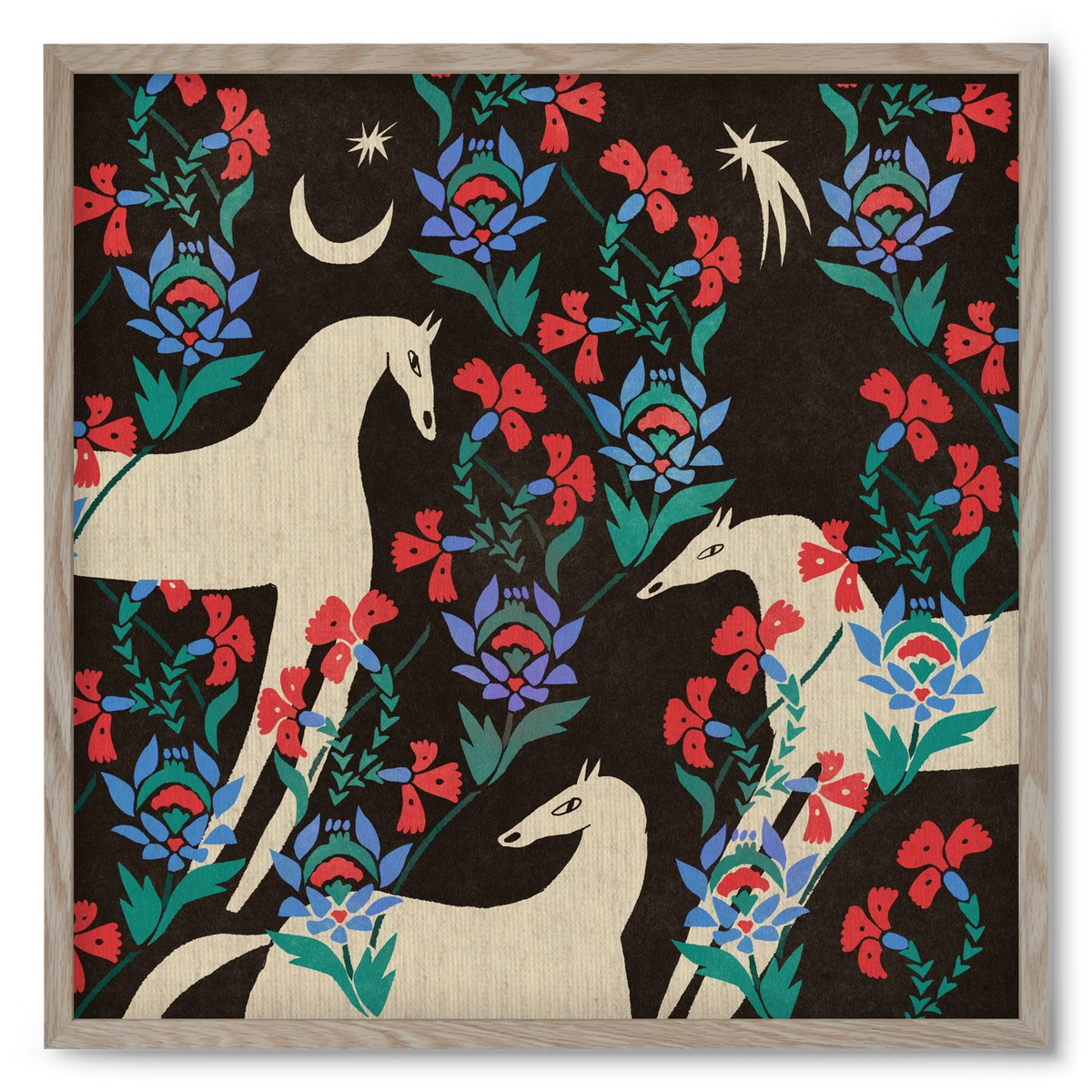 Oriental horses, 50x50 cm (50x50 cm), Tölgy keret