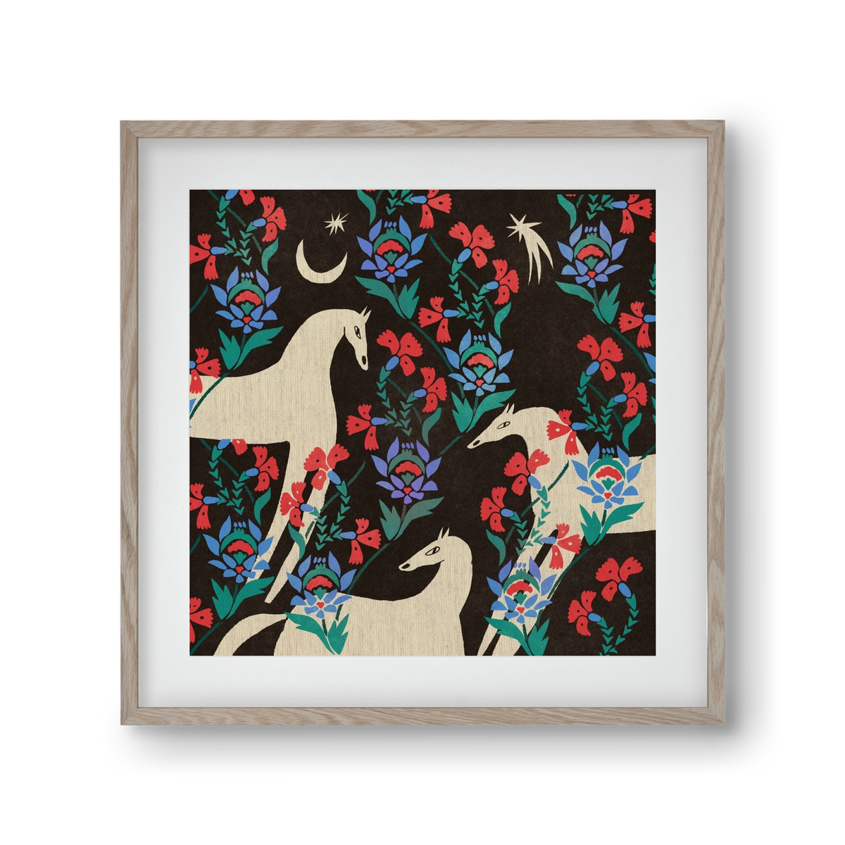 Oriental horses, 30x30 cm (20x20 cm), Tölgy keret, paszpartuval