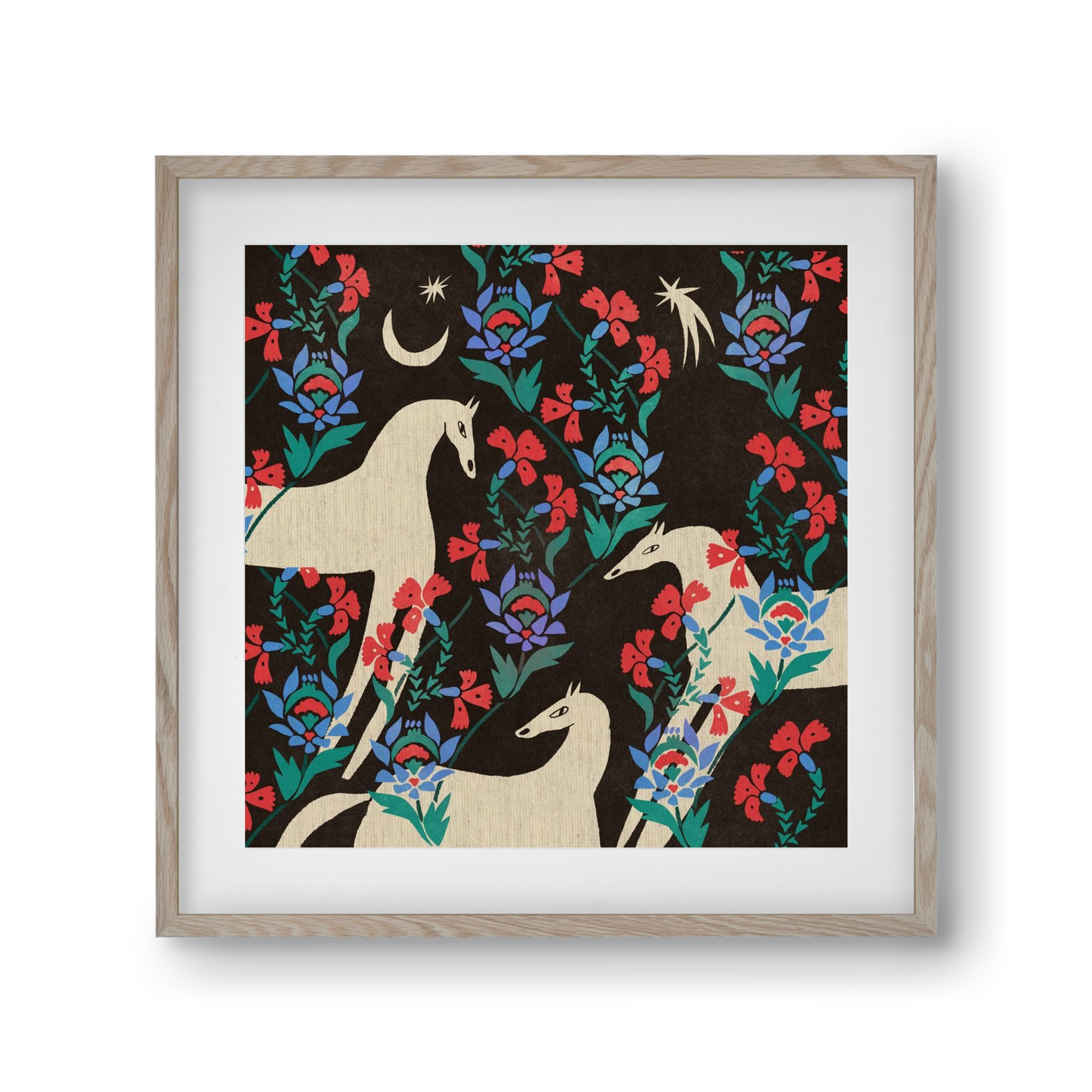 Oriental horses, 30x30 cm (20x20 cm), Tölgy keret, paszpartuval