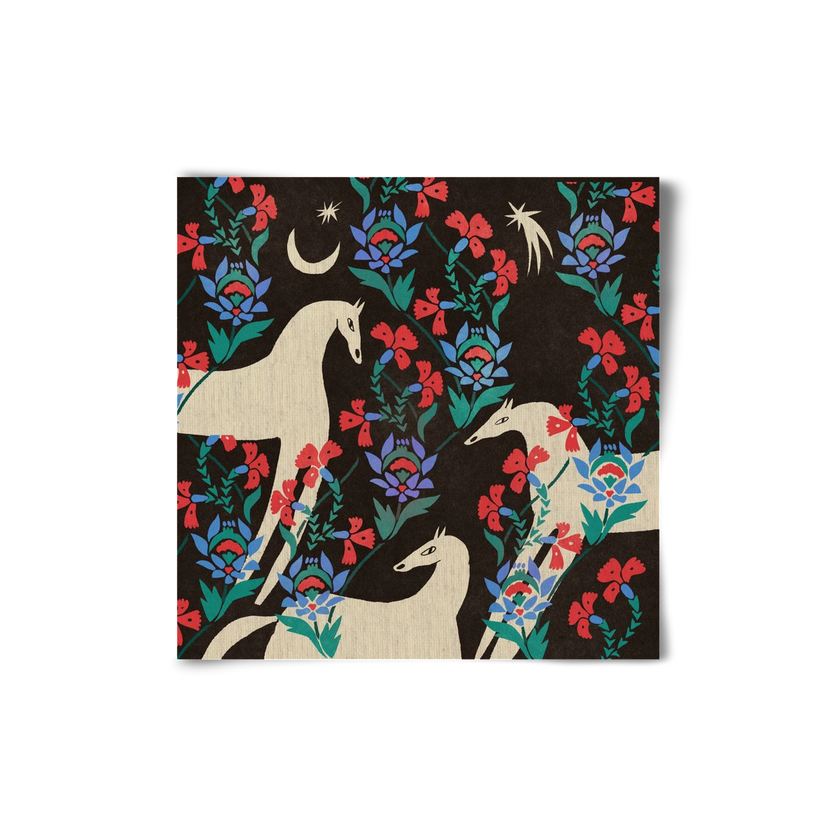 Oriental horses, 20x20 cm, Keret nélkül