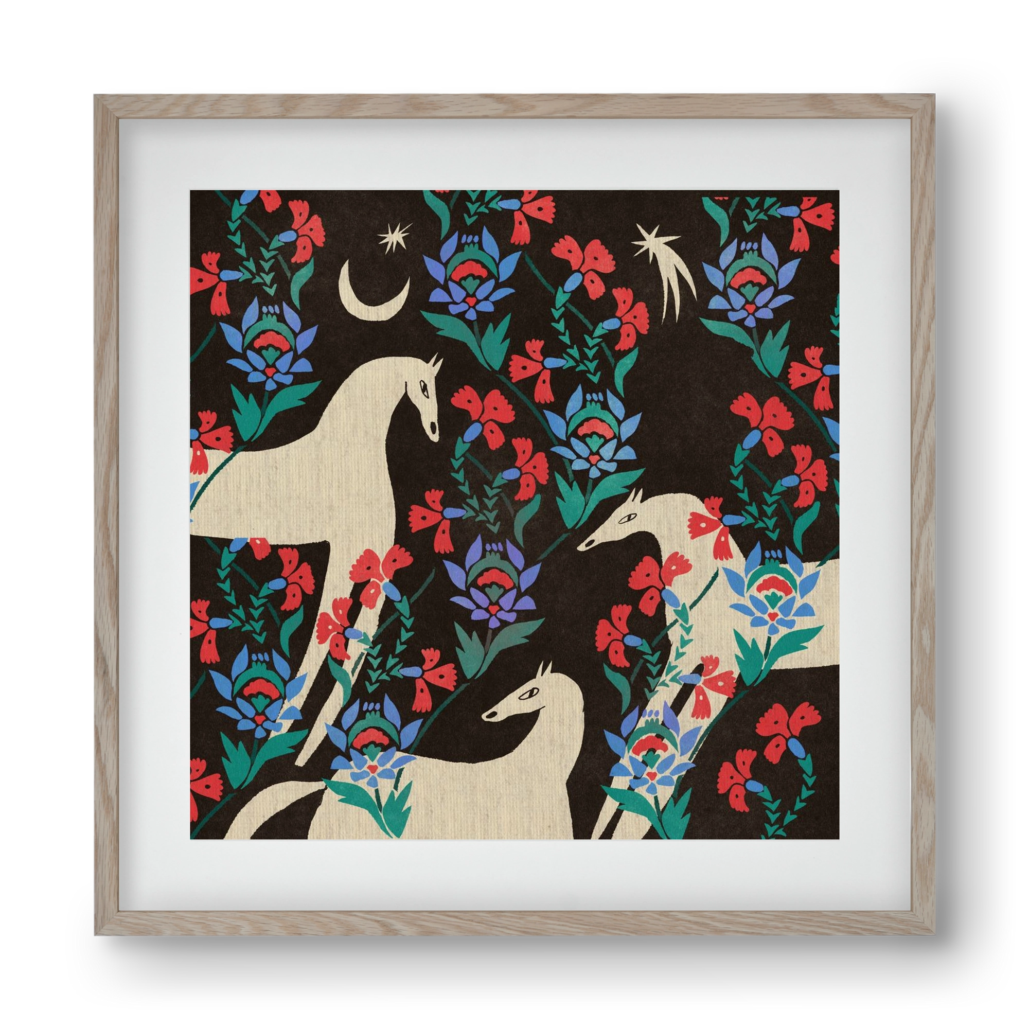 Oriental horses, 40x40 cm (30x30 cm), Tölgy keret, paszpartuval