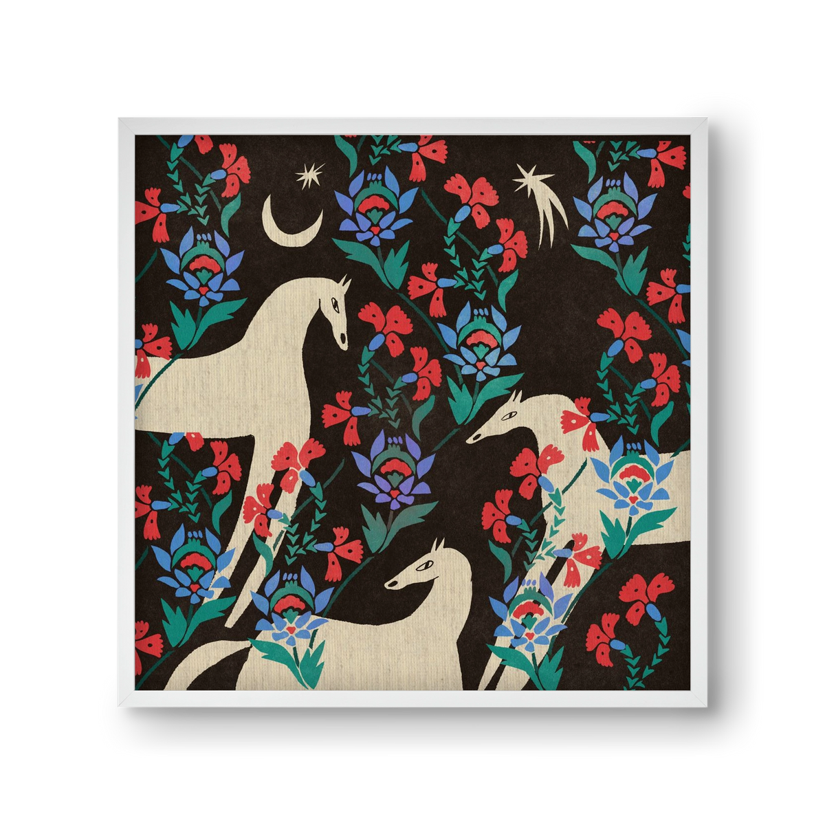 Oriental horses, 30x30 cm (30x30 cm), Fehér keret