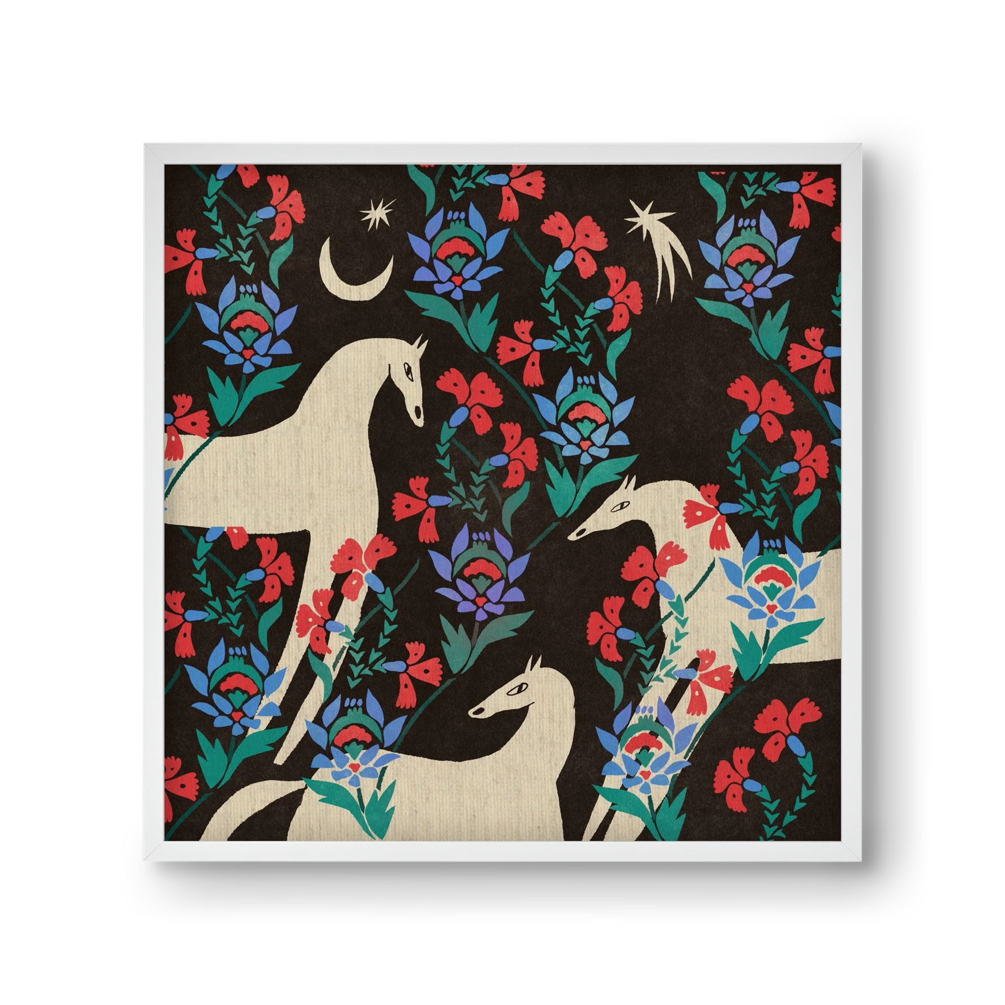 Oriental horses, 30x30 cm (30x30 cm), Fehér keret