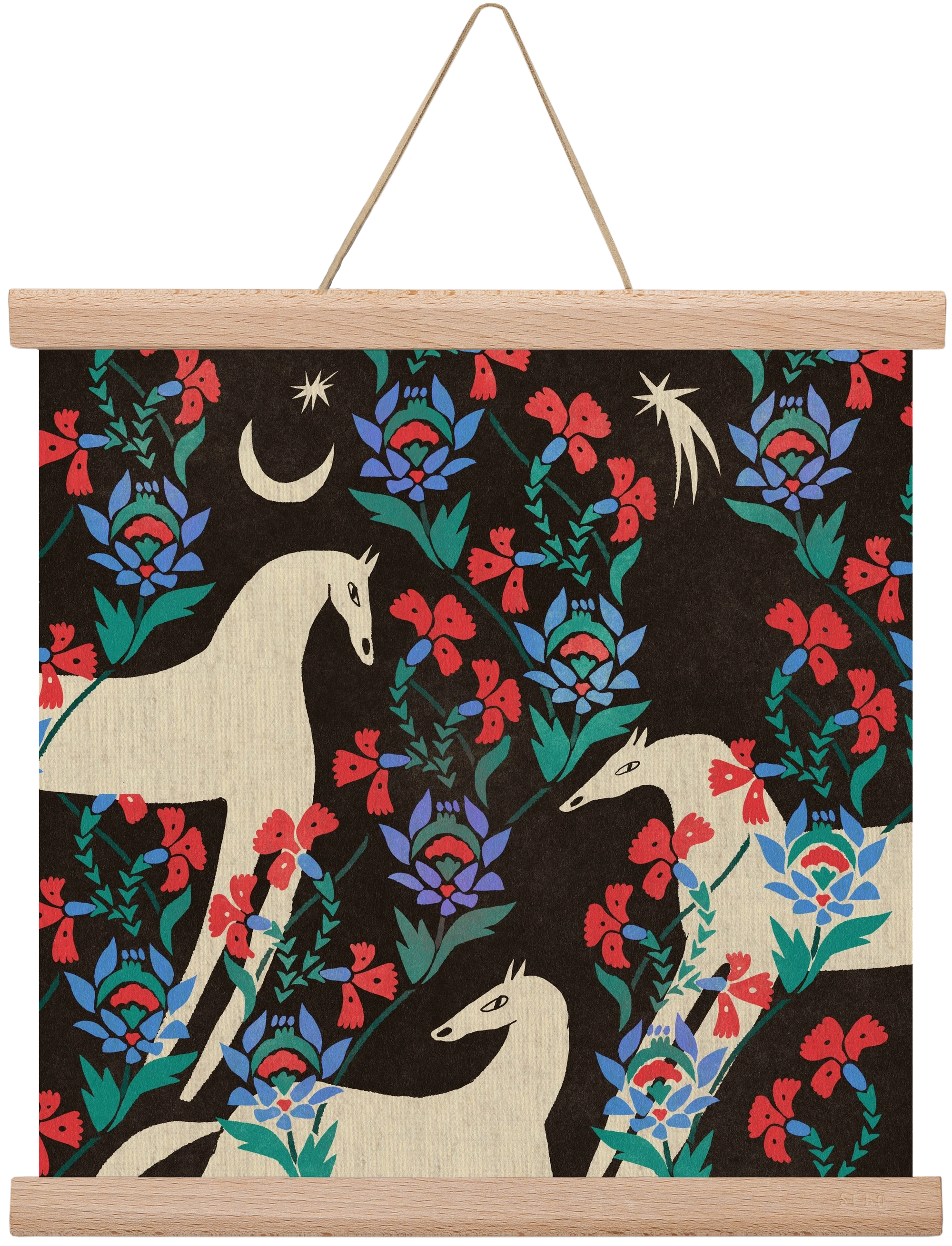 Oriental horses, 30x30 cm (30x30 cm), Tölgy akasztó