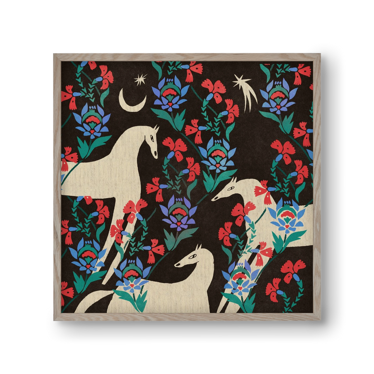 Oriental horses, 30x30 cm (30x30 cm), Tölgy keret