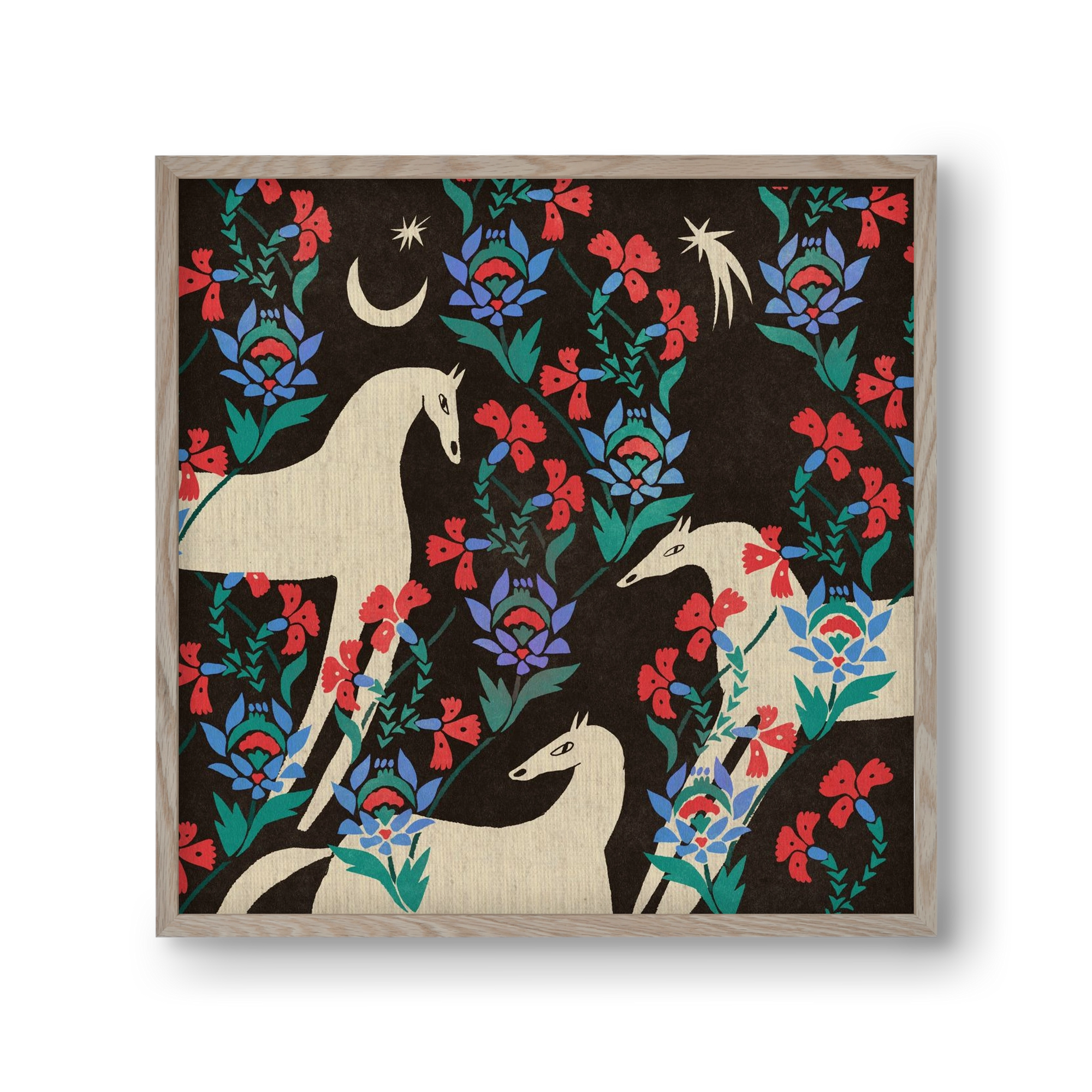 Oriental horses, 30x30 cm (30x30 cm), Tölgy keret