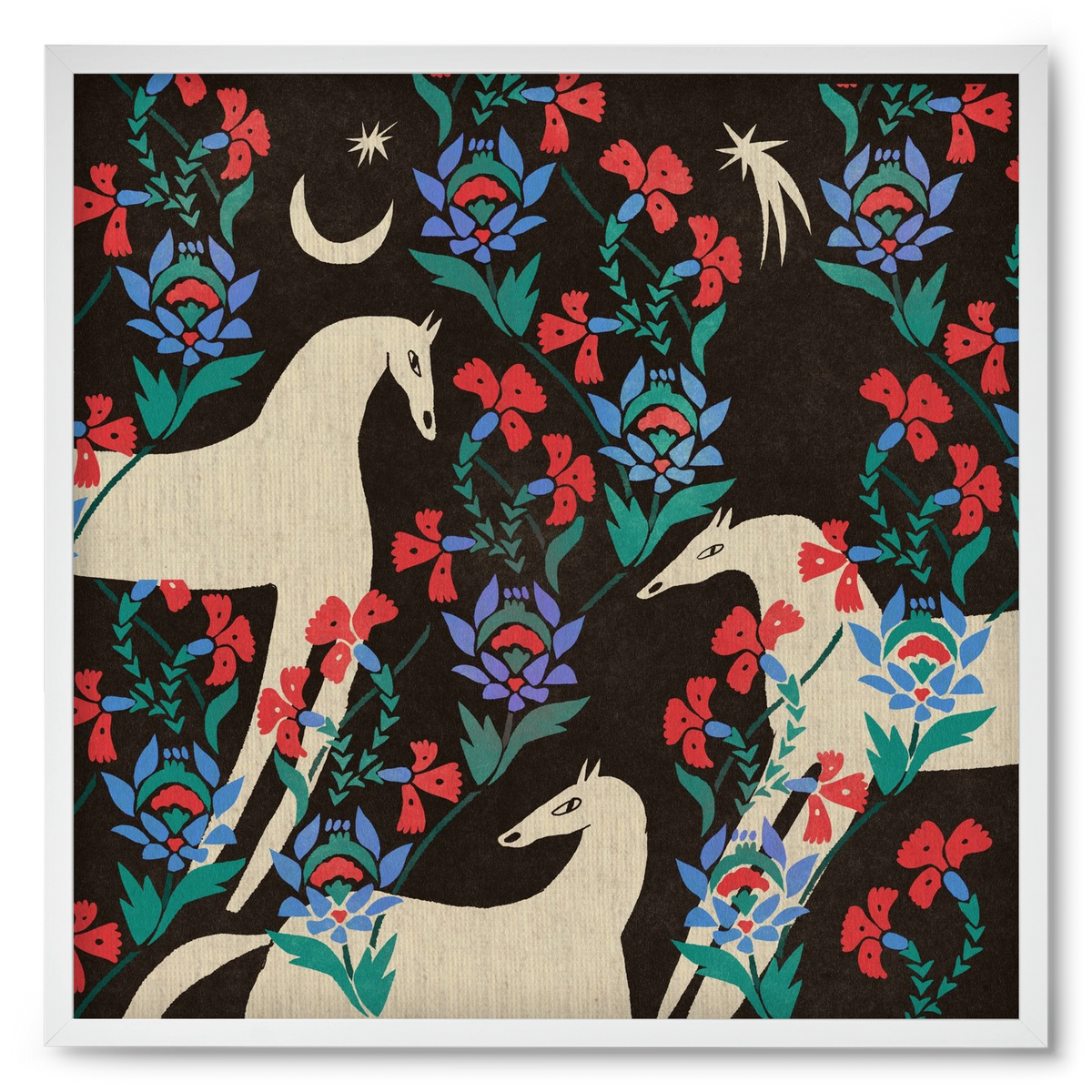 Oriental horses, 50x50 cm (50x50 cm), Fehér keret