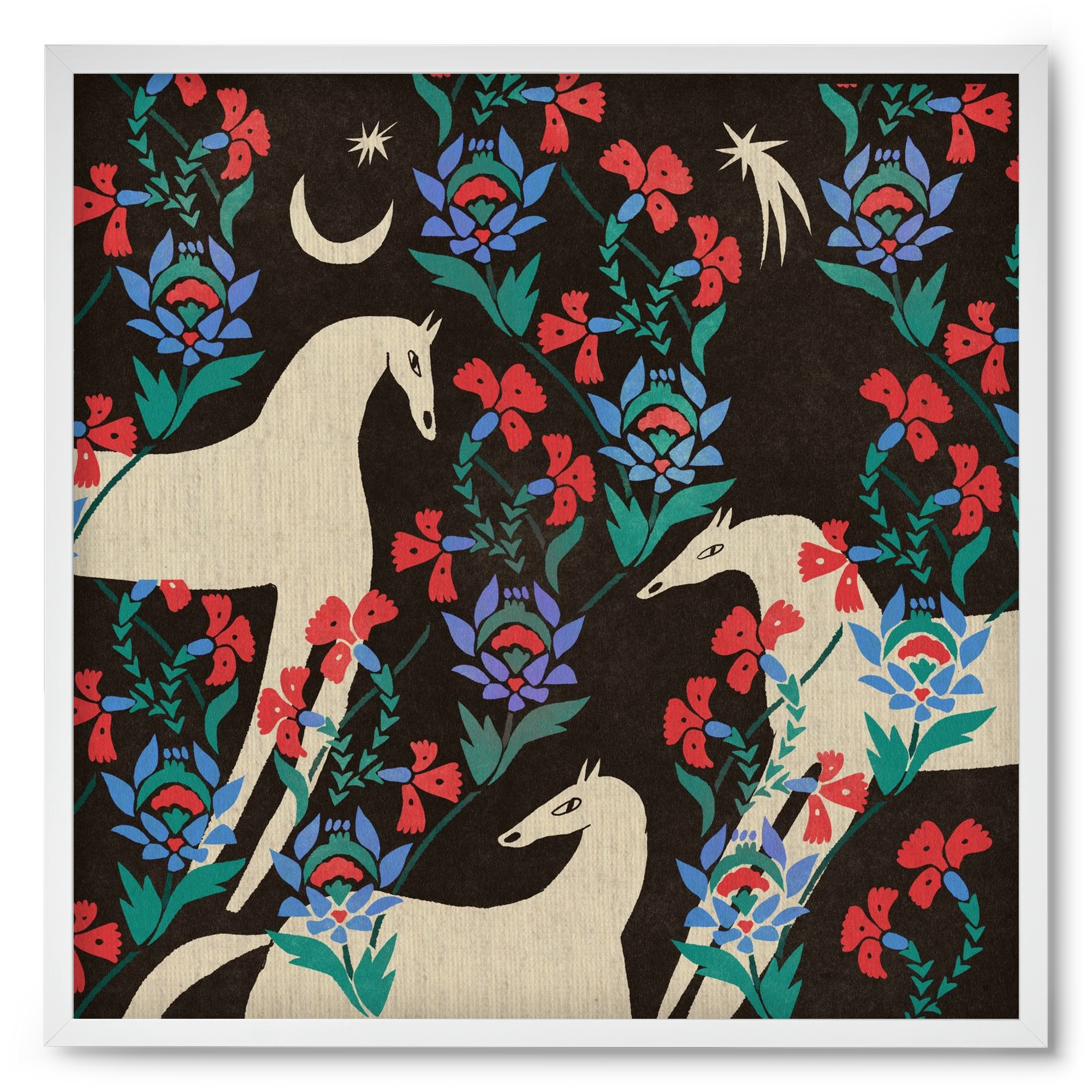 Oriental horses, 50x50 cm (50x50 cm), Fehér keret