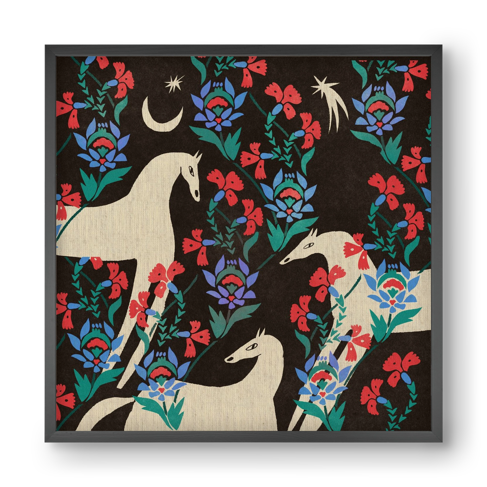 Oriental horses, 40x40 cm (40x40 cm), Fekete keret