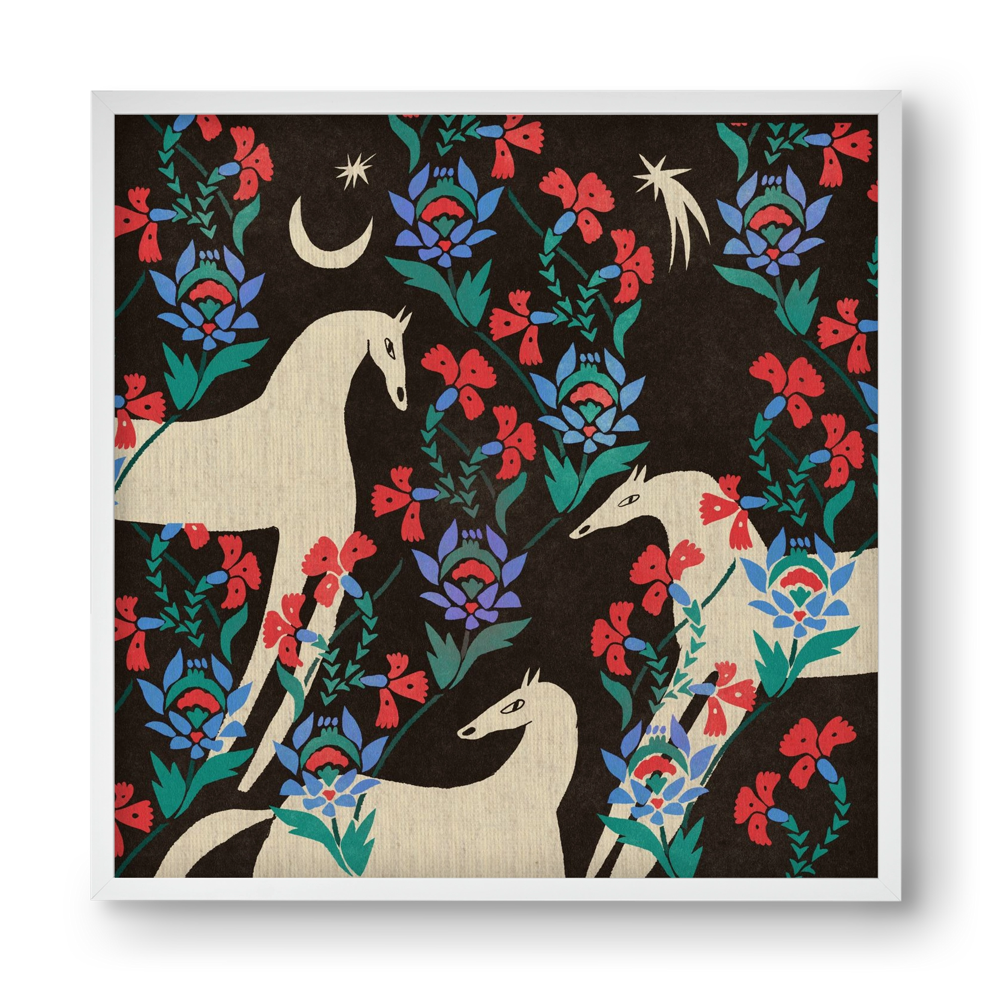 Oriental horses, 40x40 cm (40x40 cm), Fehér keret