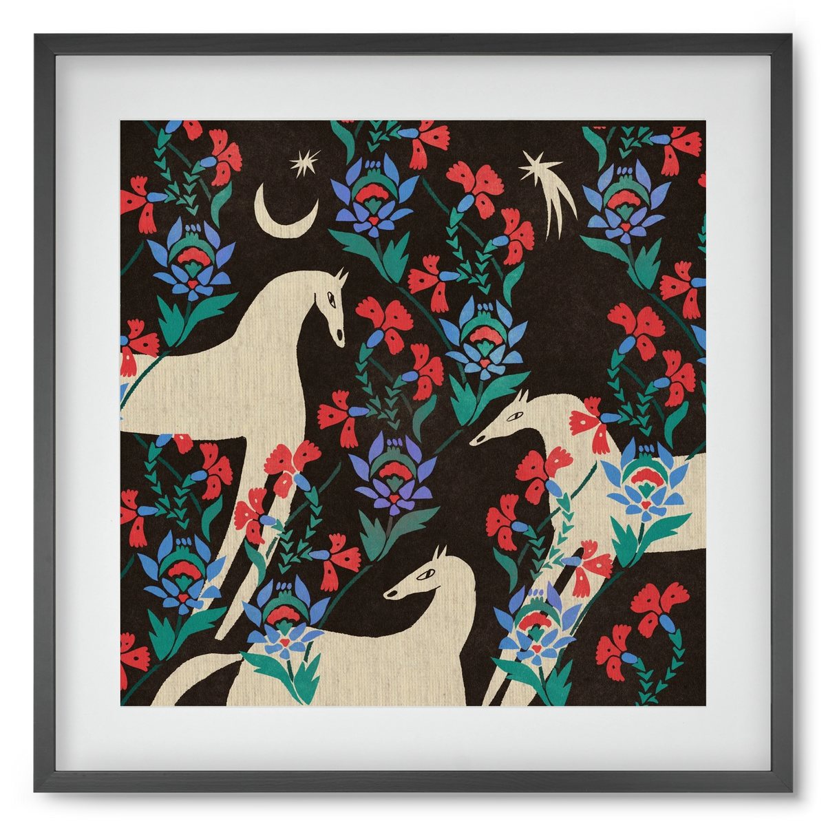 Oriental horses, 50x50 cm (40x40 cm), Fekete keret, paszpartuval