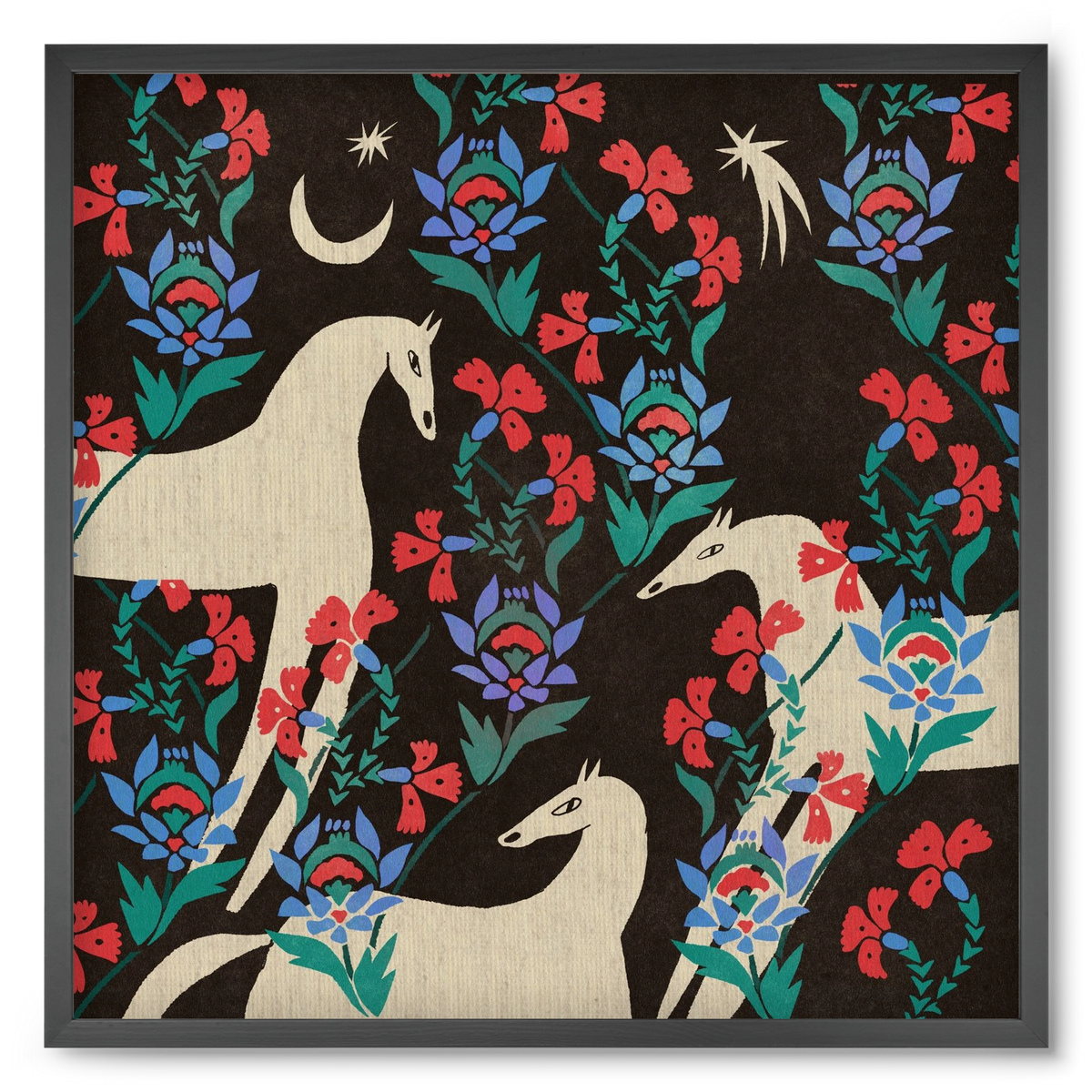 Oriental horses, 50x50 cm (50x50 cm), Fekete keret