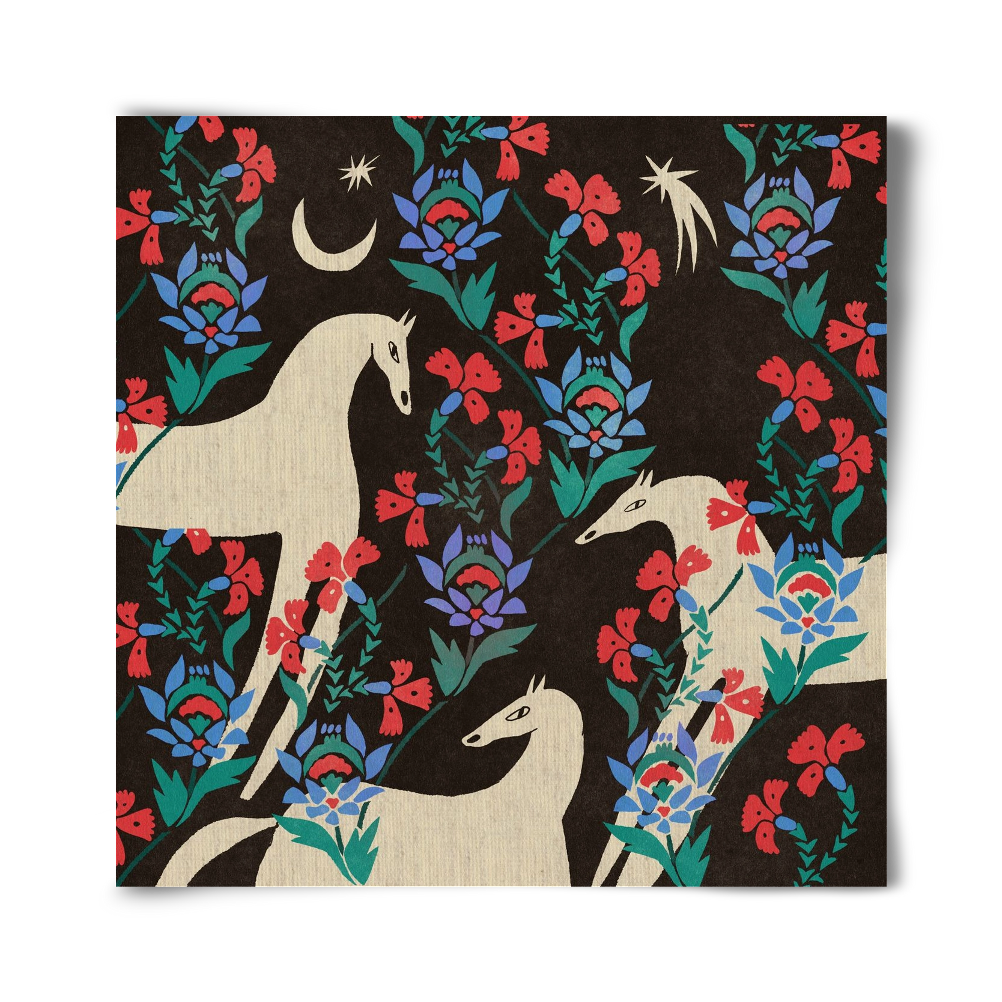 Oriental horses, 40x40 cm, Keret nélkül