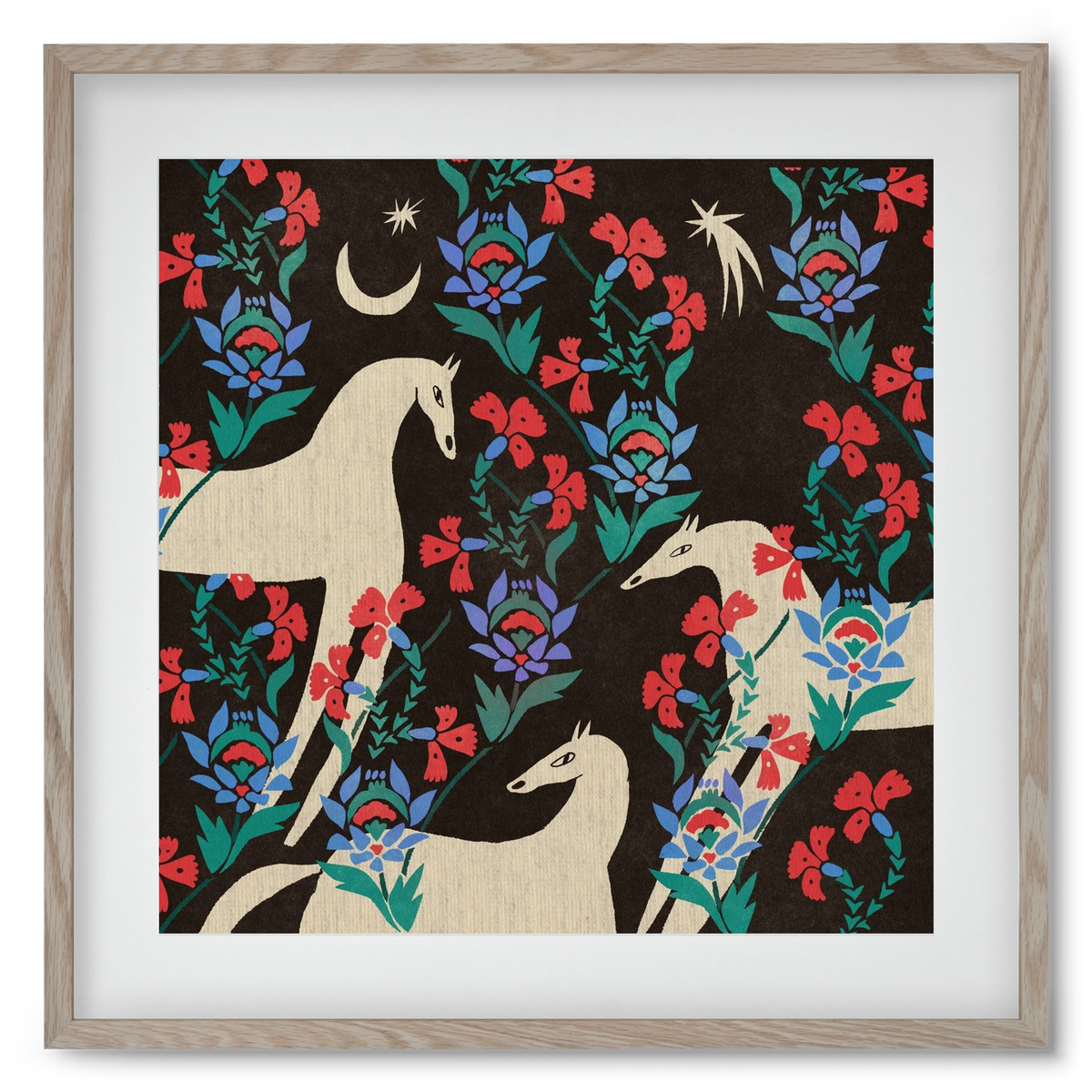 Oriental horses, 50x50 cm (40x40 cm), Tölgy keret, paszpartuval