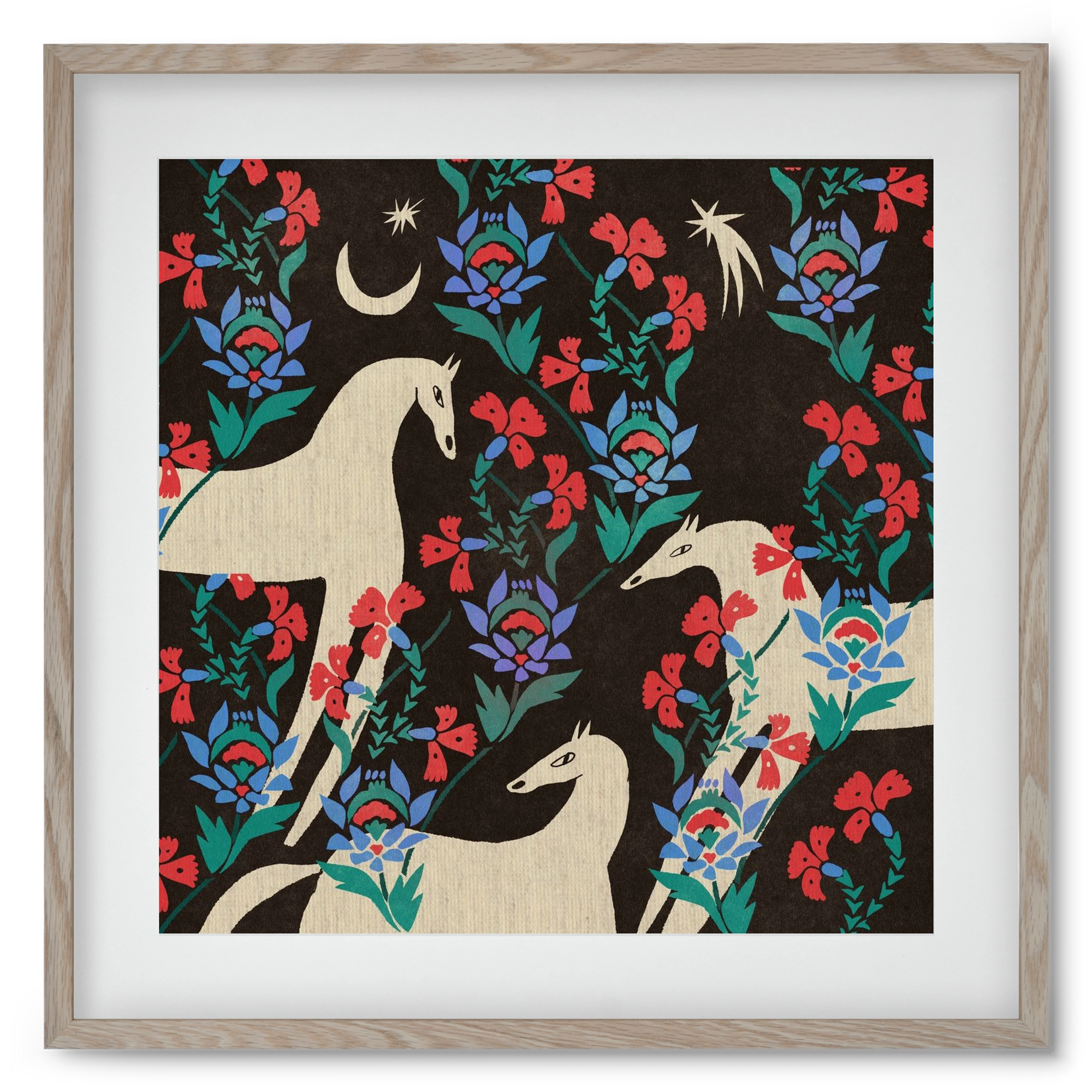 Oriental horses, 50x50 cm (40x40 cm), Tölgy keret, paszpartuval