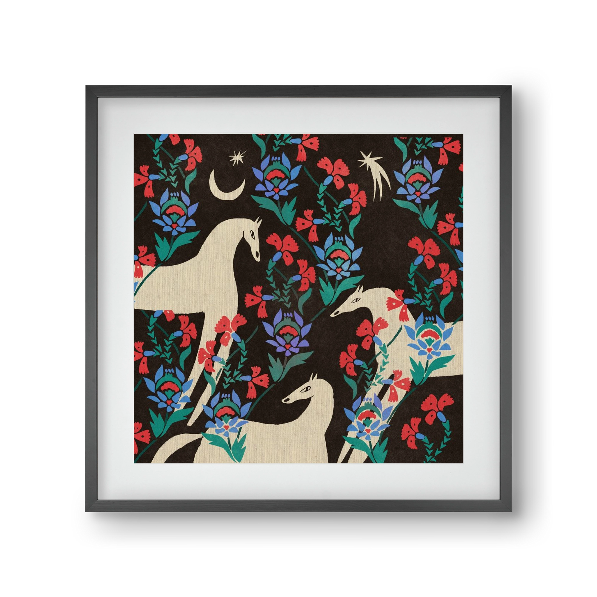 Oriental horses, 30x30 cm (20x20 cm), Fekete keret, paszpartuval