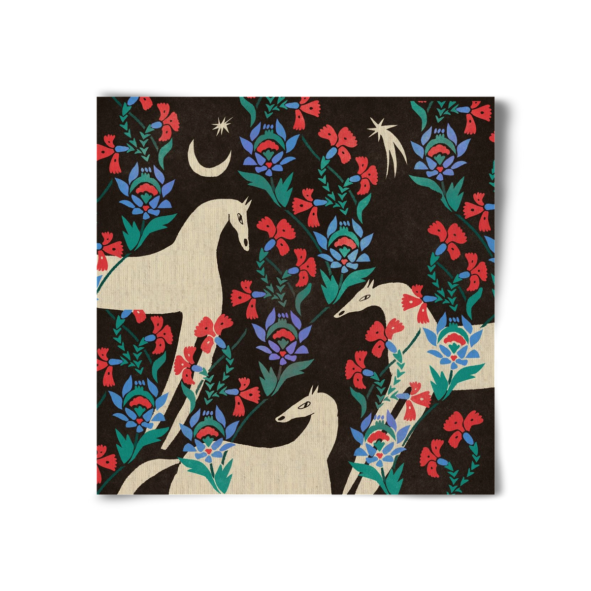 Oriental horses, 30x30 cm, Keret nélkül