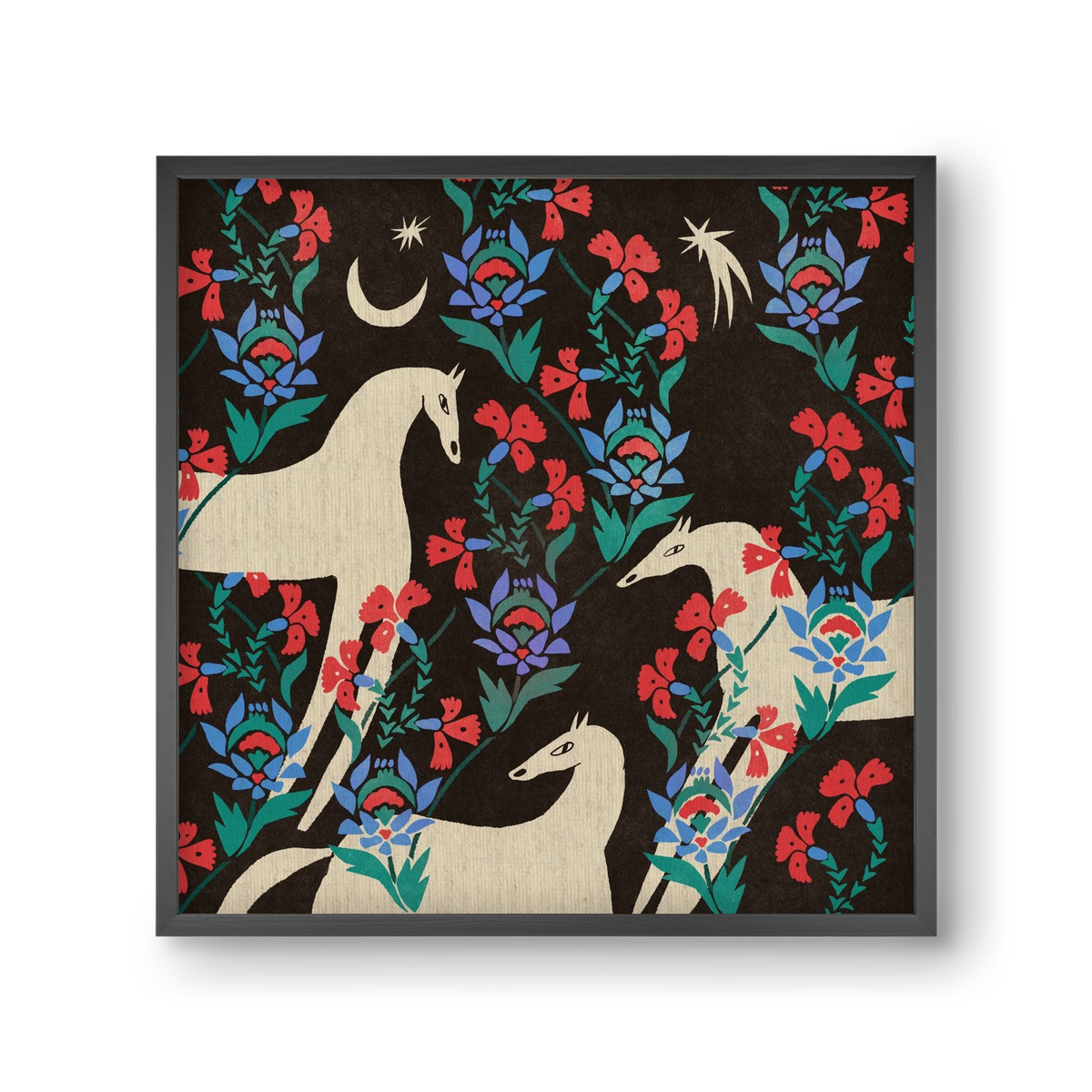 Oriental horses, 30x30 cm (30x30 cm), Fekete keret