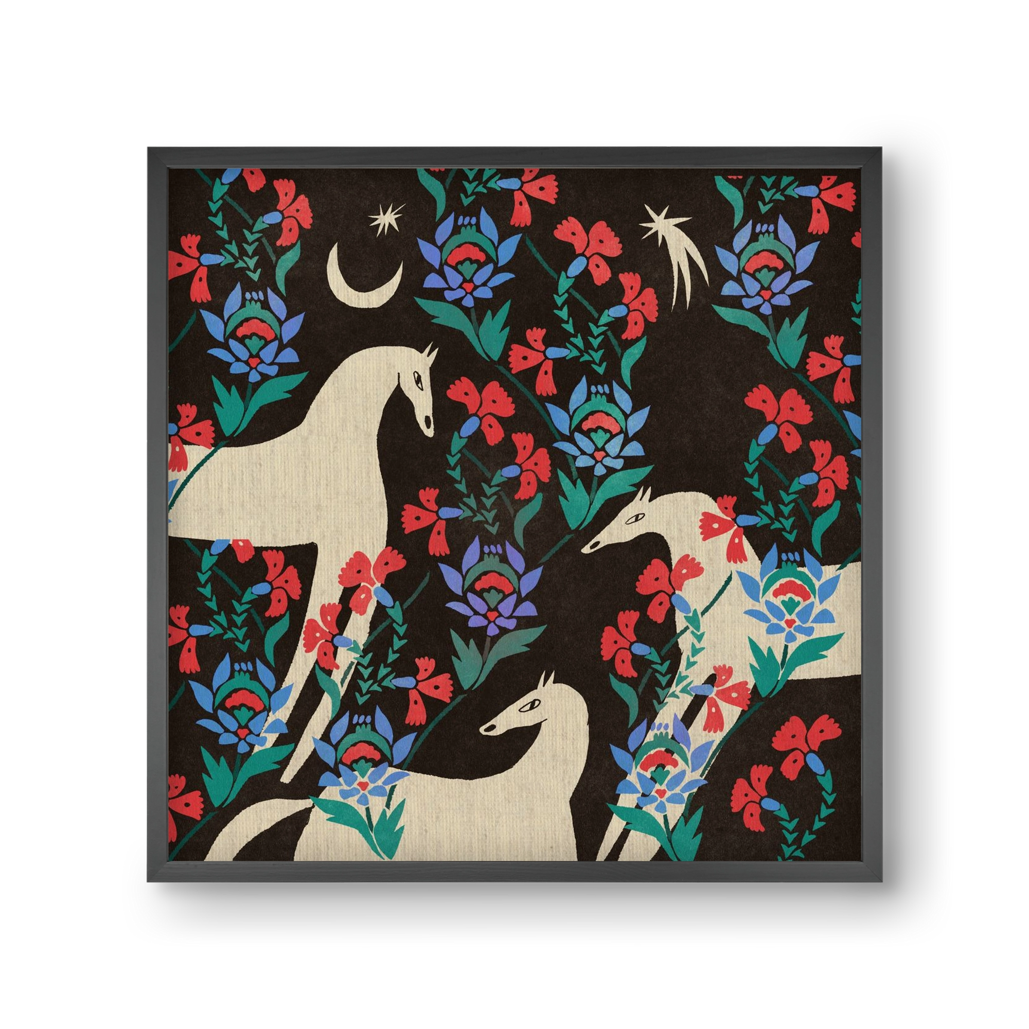 Oriental horses, 30x30 cm (30x30 cm), Fekete keret