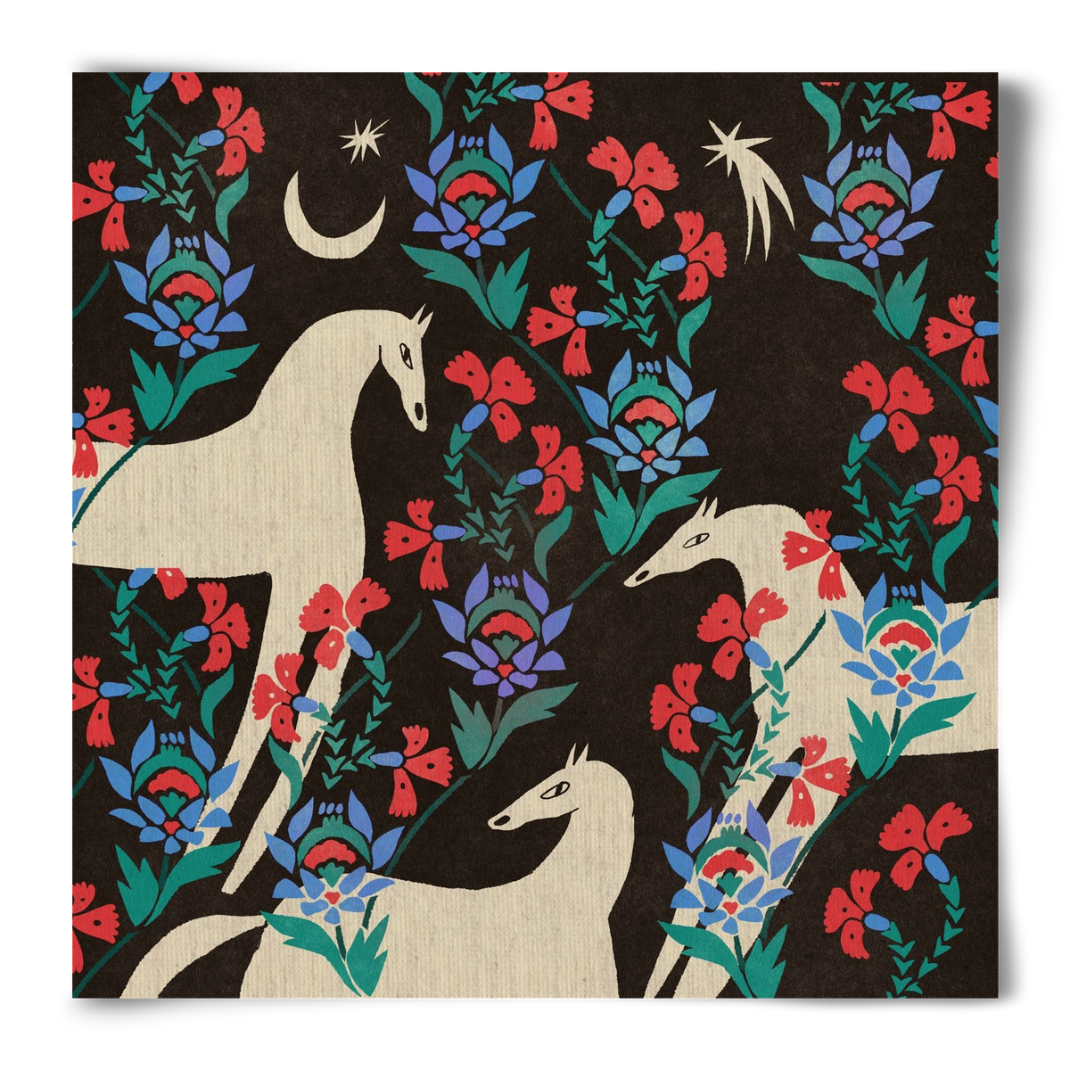 Oriental horses, 50x50 cm, Keret nélkül