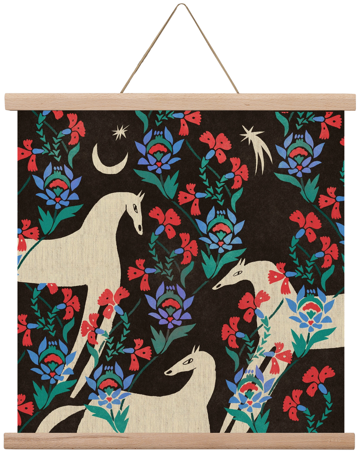 Oriental horses, 40x40 cm (40x40 cm), Tölgy akasztó