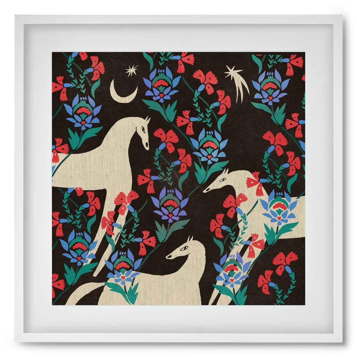 Oriental horses, 50x50 cm (40x40 cm), Fehér keret, paszpartuval