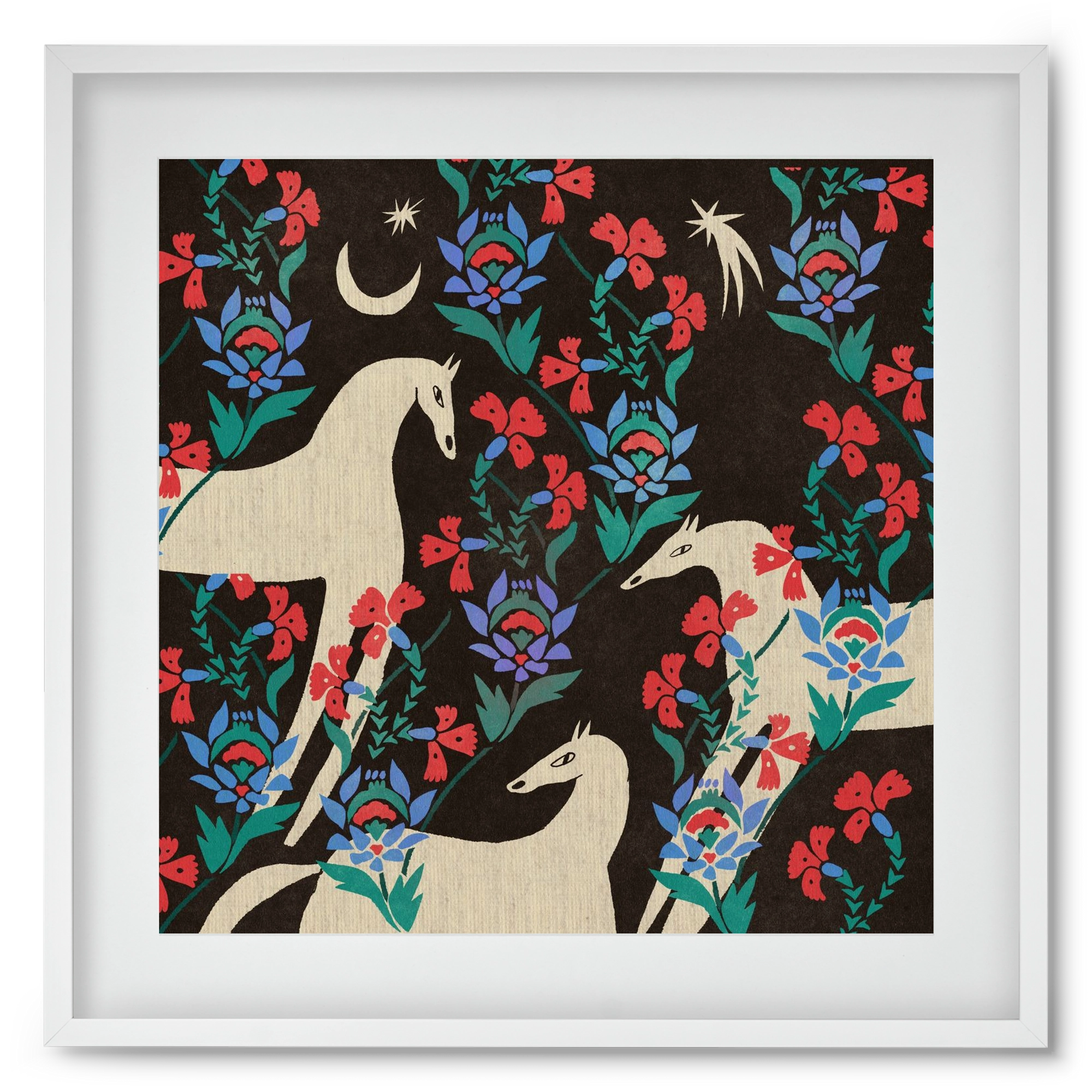 Oriental horses, 50x50 cm (40x40 cm), Fehér keret, paszpartuval