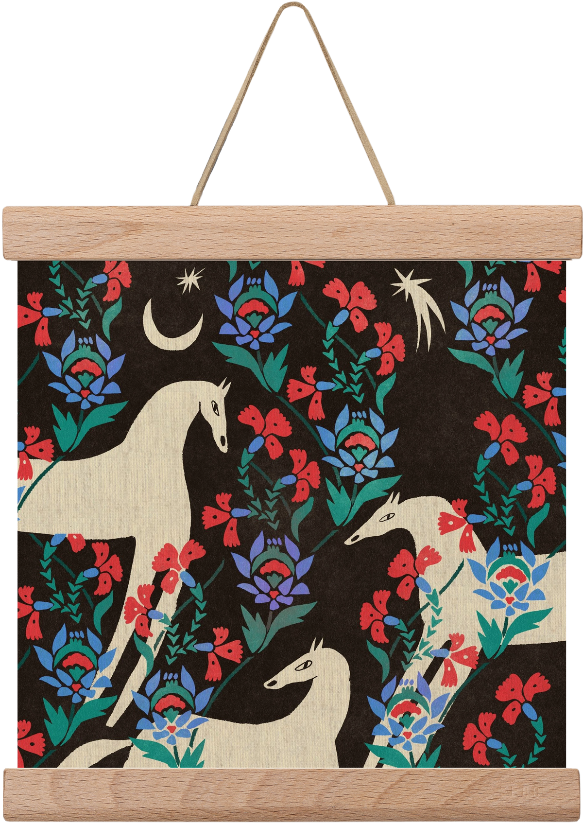 Oriental horses, 20x20 cm (20x20 cm), Tölgy akasztó