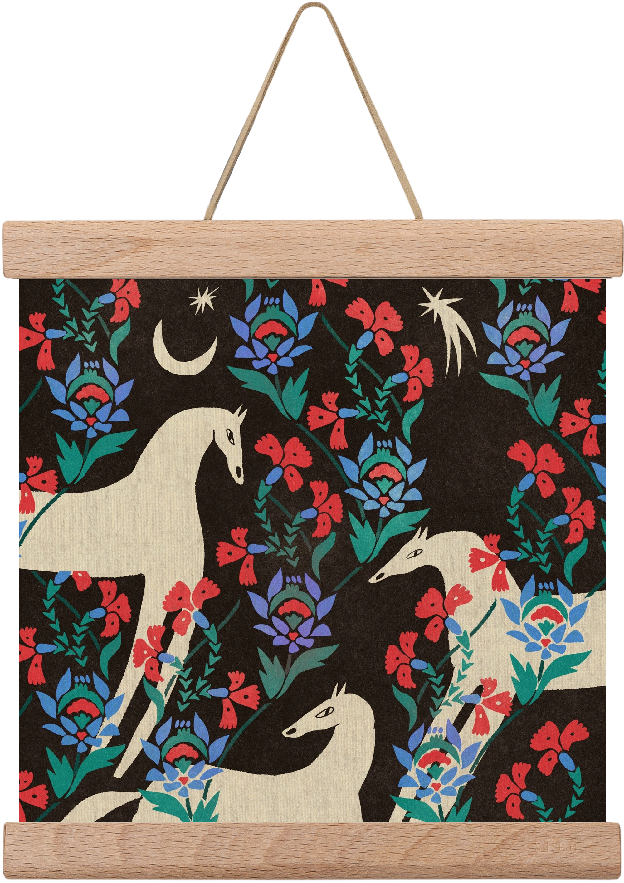 Oriental horses, 20x20 cm (20x20 cm), Tölgy akasztó