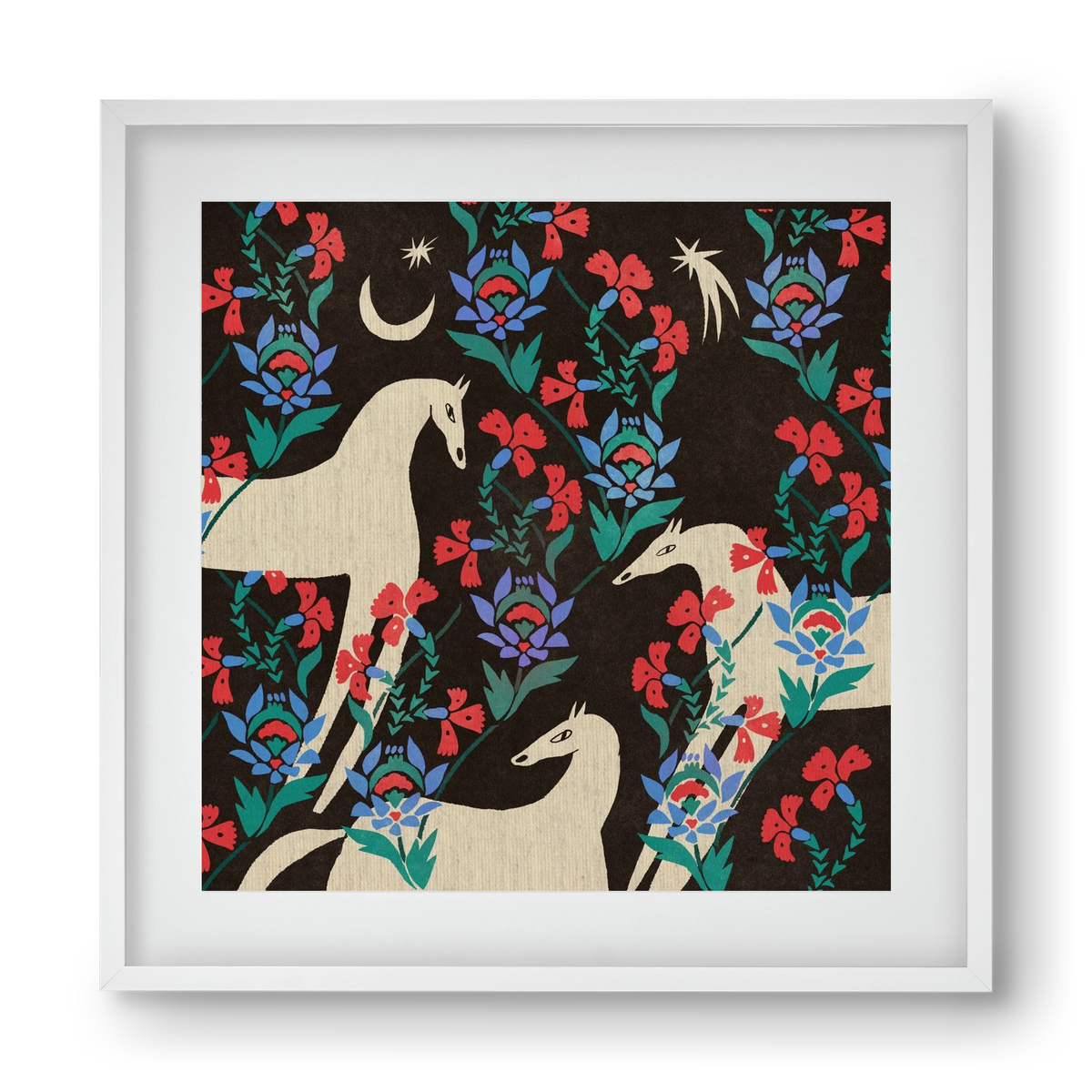 Oriental horses, 40x40 cm (30x30 cm), Fehér keret, paszpartuval