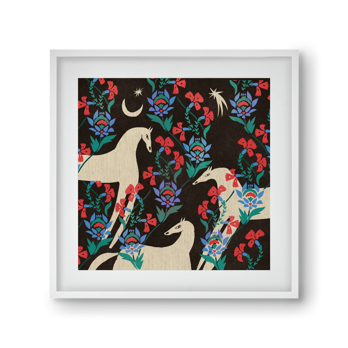 Oriental horses, 30x30 cm (20x20 cm), Fehér keret, paszpartuval