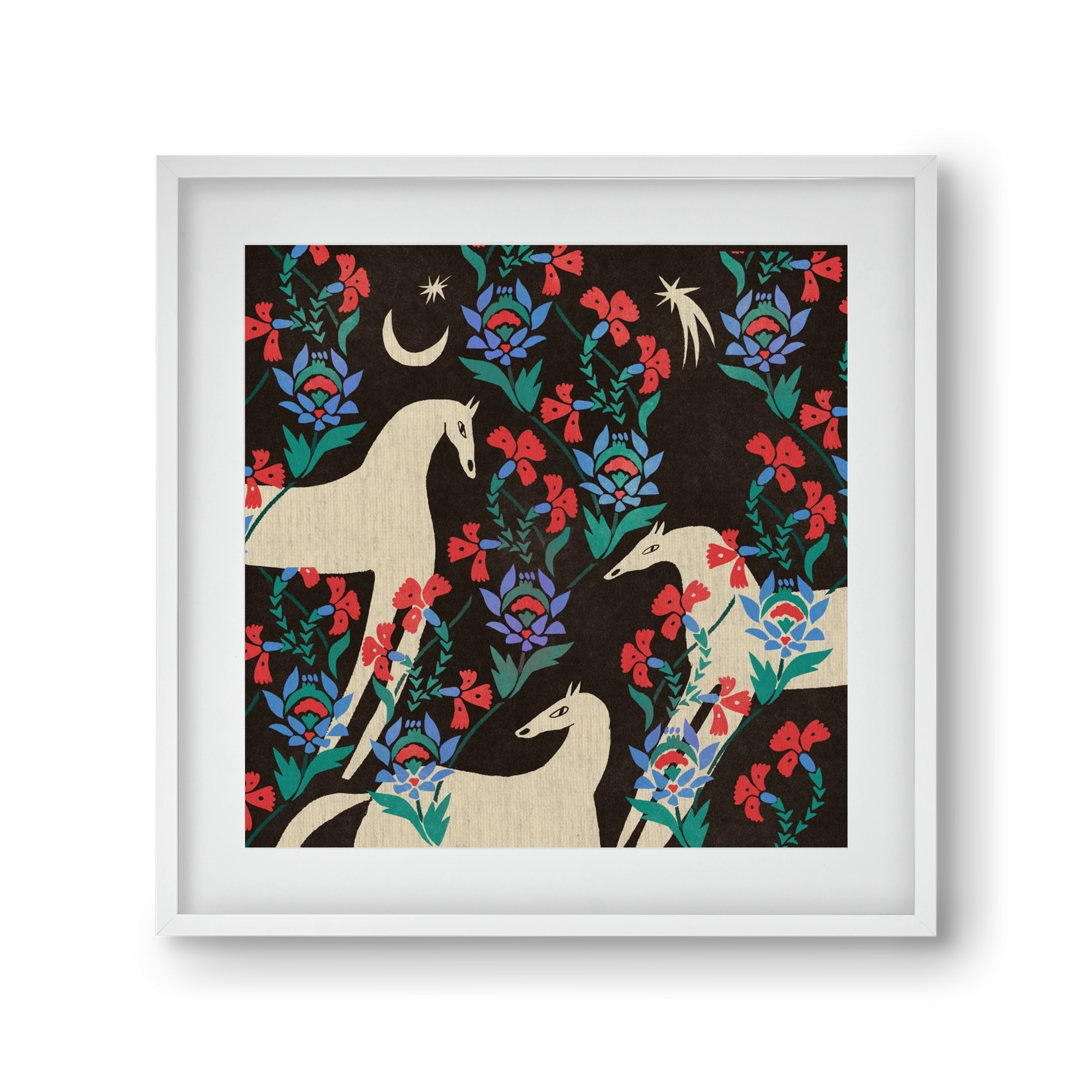 Oriental horses, 30x30 cm (20x20 cm), Fehér keret, paszpartuval