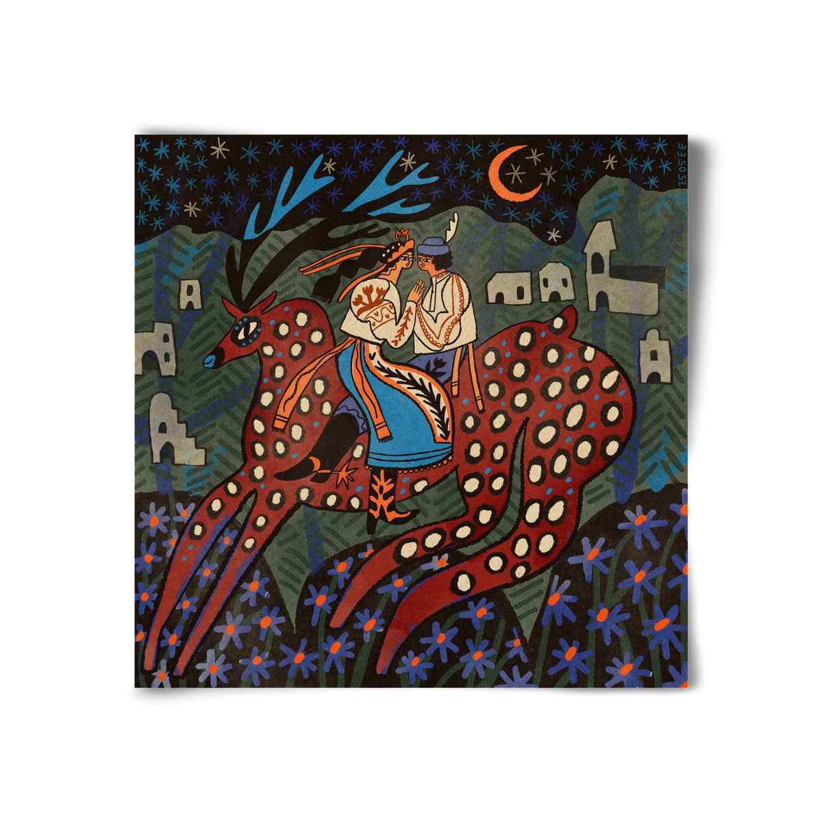 Folk deer, 30x30 cm, Keret nélkül