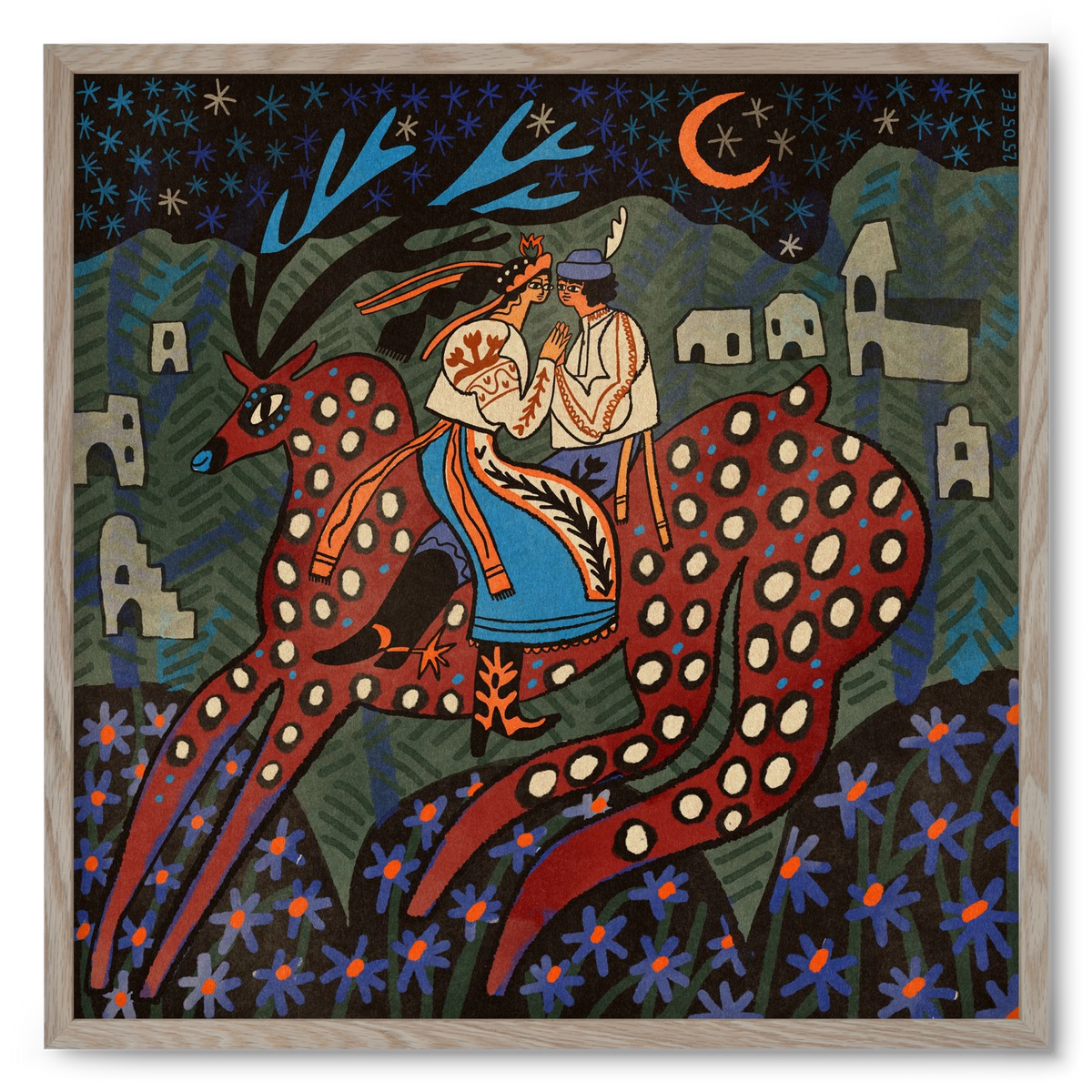 Folk deer, 50x50 cm (50x50 cm), Tölgy keret