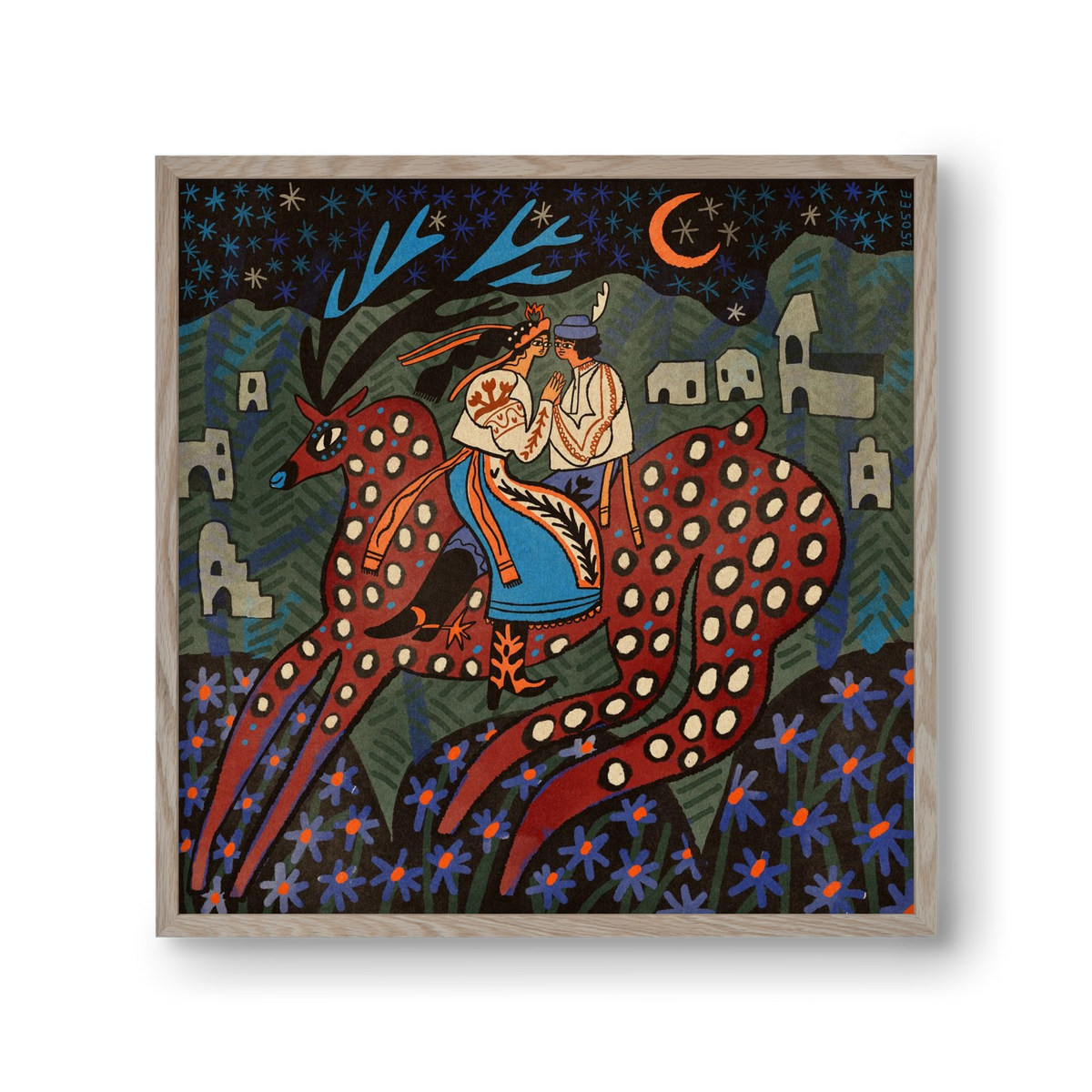 Folk deer, 30x30 cm (30x30 cm), Tölgy keret