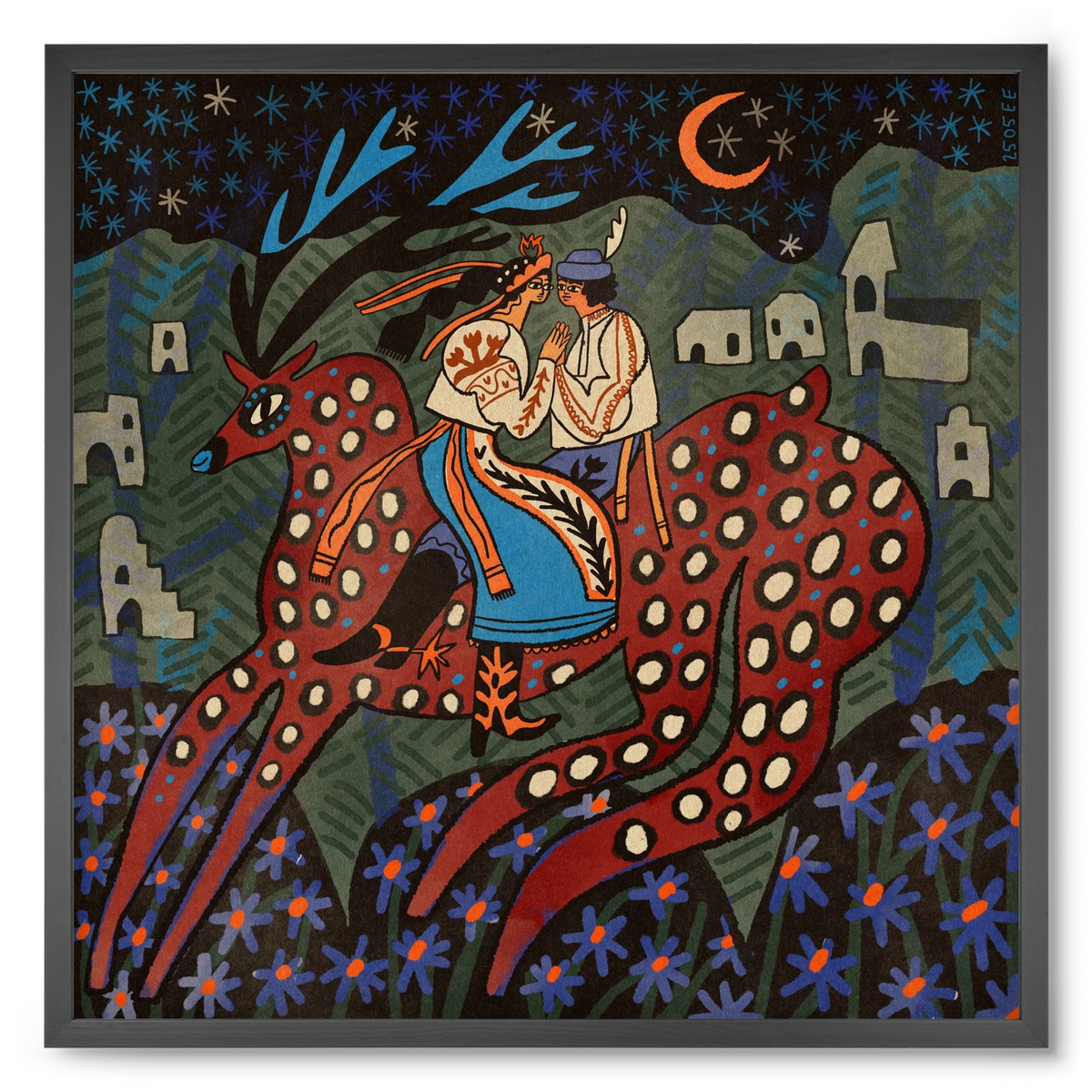 Folk deer, 50x50 cm (50x50 cm), Fekete keret