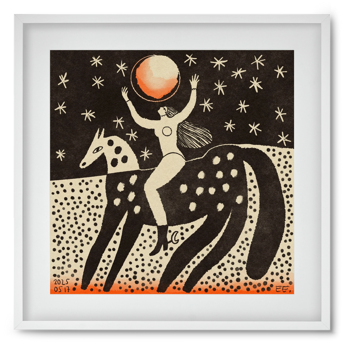 Full moon, 50x50 cm (40x40 cm), Fehér keret, paszpartuval