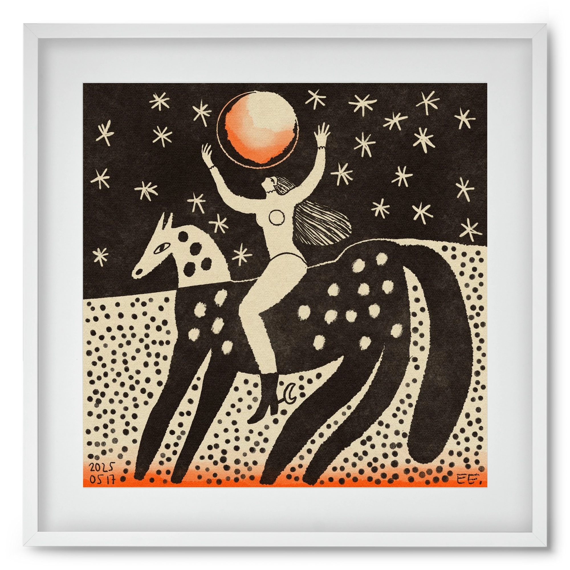 Full moon, 50x50 cm (40x40 cm), Fehér keret, paszpartuval