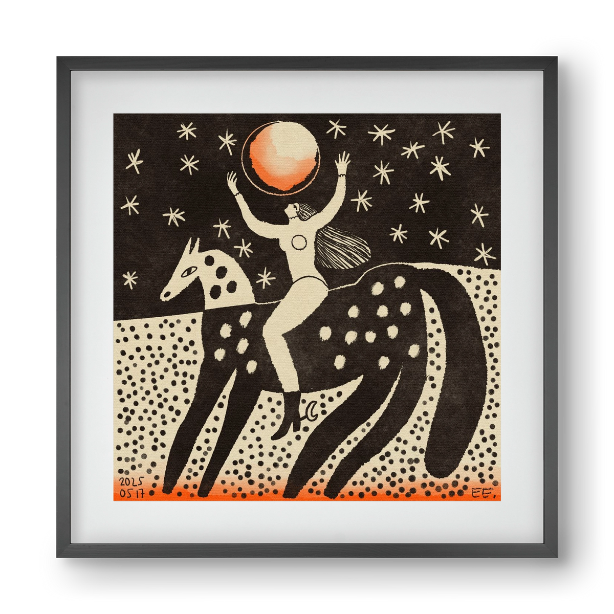 Full moon, 40x40 cm (30x30 cm), Fekete keret, paszpartuval