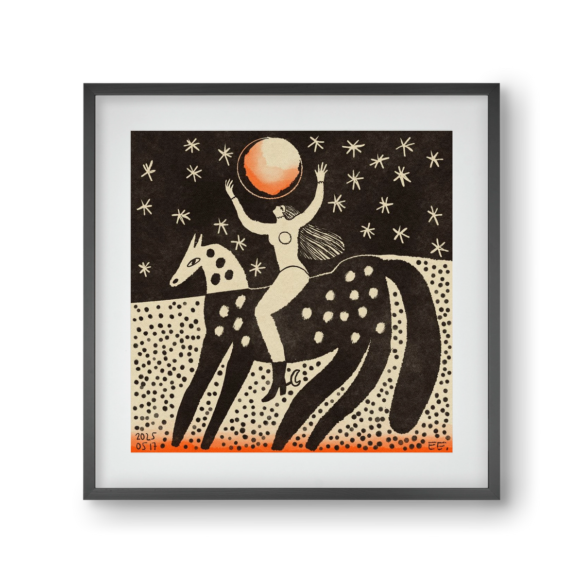 Full moon, 30x30 cm (20x20 cm), Fekete keret, paszpartuval